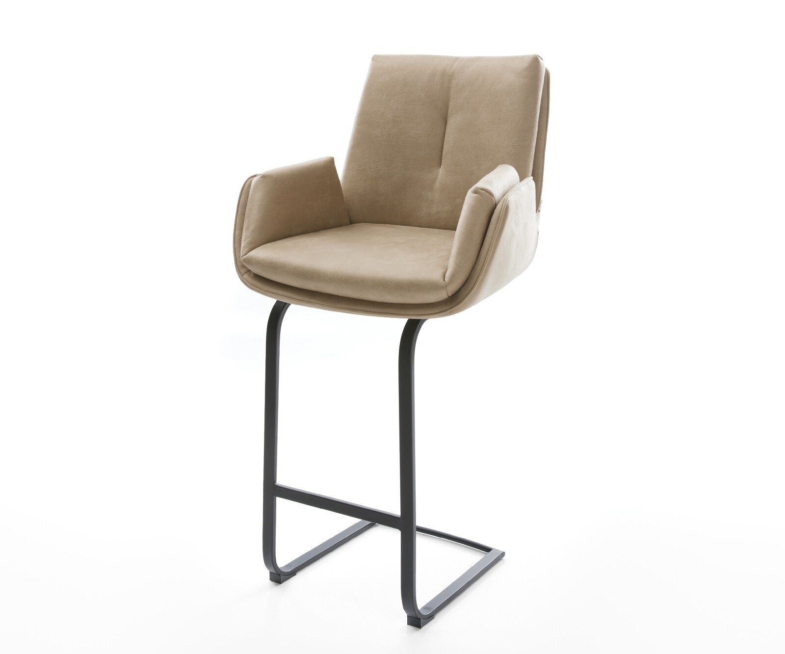 Chaise-de-bar Clea-Flex Microfibre Beige vintage Pied cantilever plat noir Noir 1