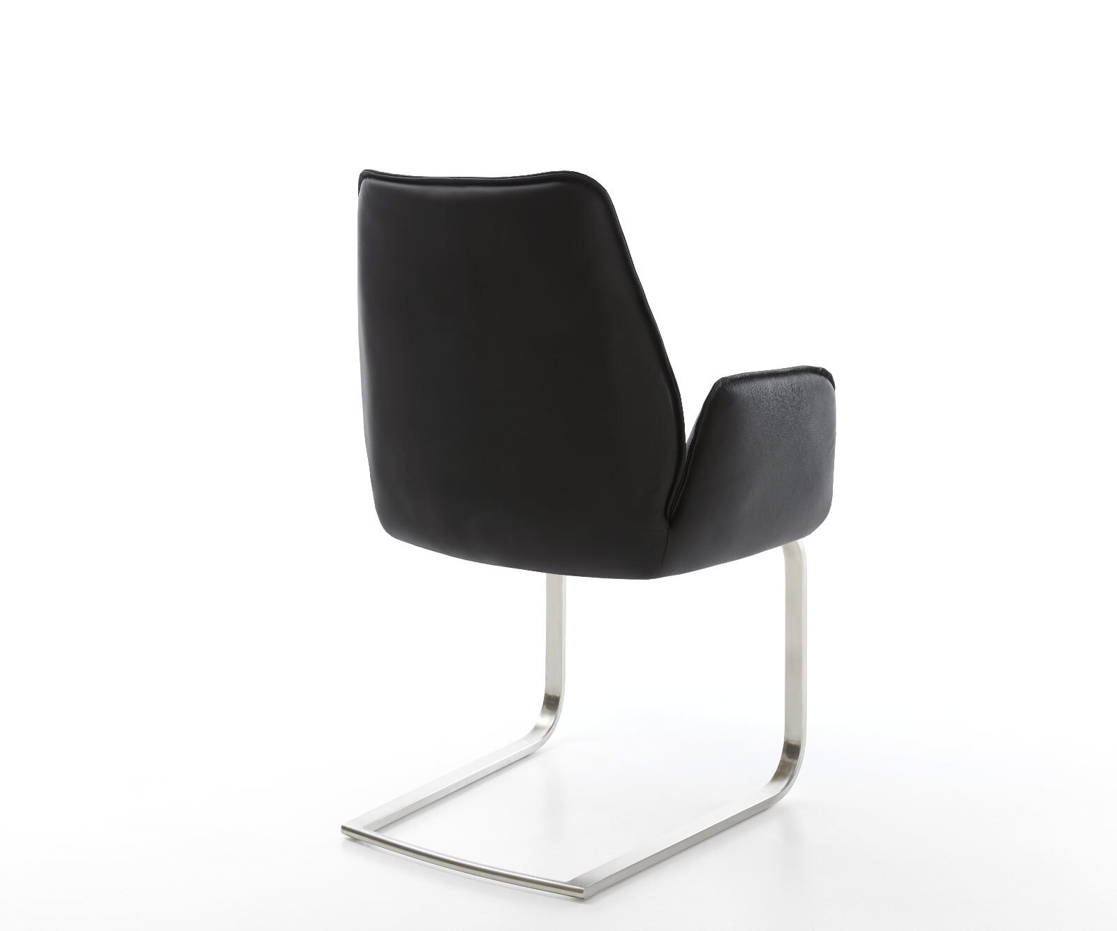 Cantilever Zoa-Flex cuir de vache noir pied cantilever plat acier inoxydable brossé ressorts ensachés 5