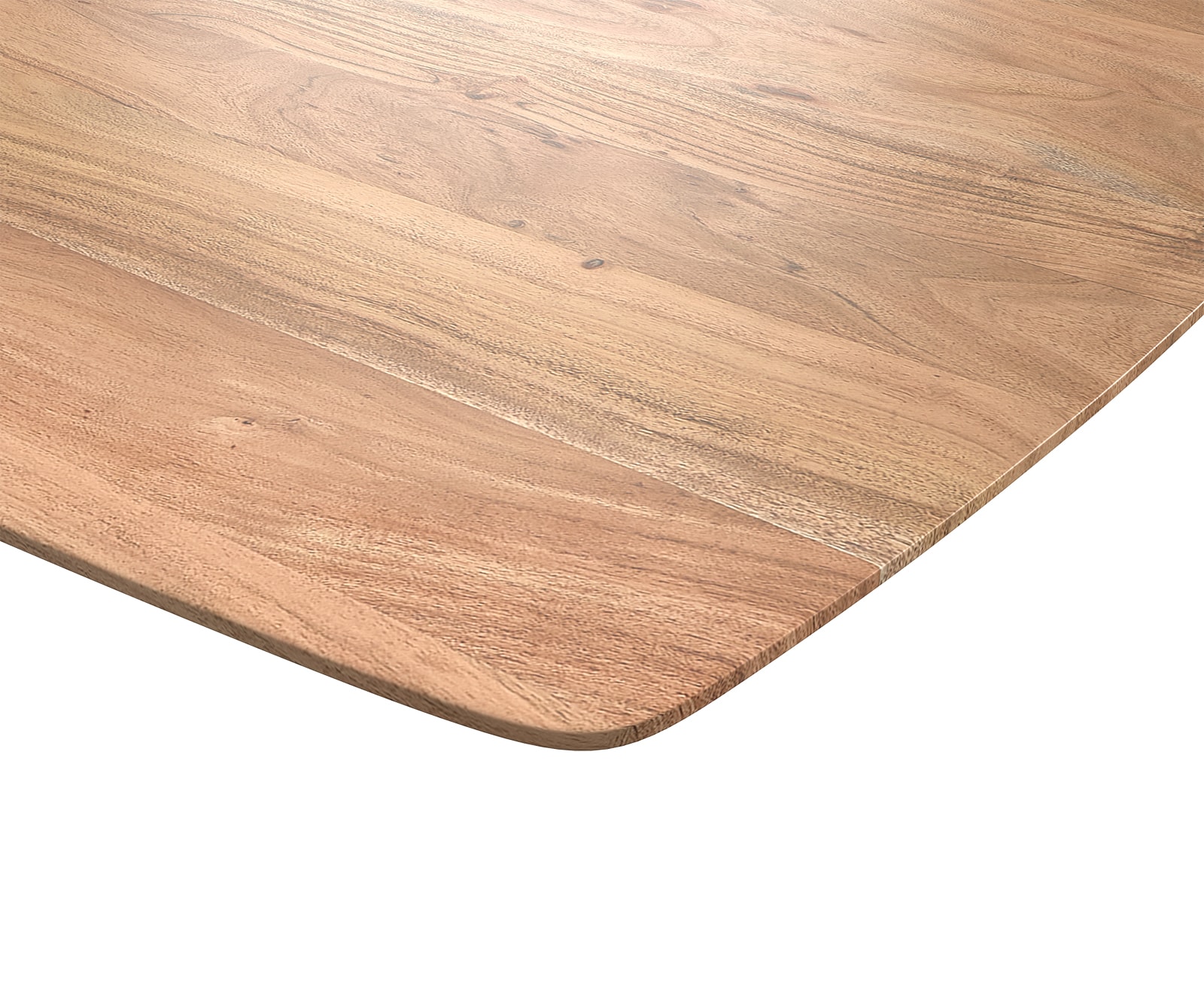 Table à manger Edge Boot 200x100 acacia nature cadre en V acier plat noir bord suisse 4