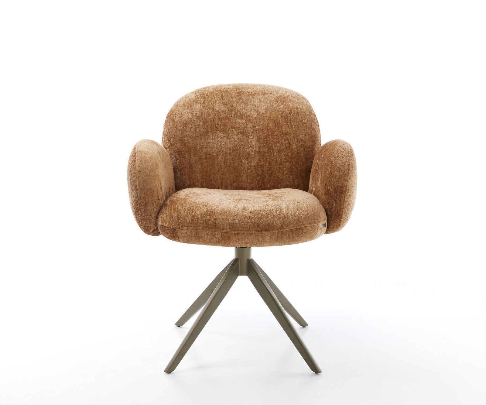 Chaise-pivotante Nube-Flex avec accoudoirs chenille rouille pied croisé large aspect titane pivotement sur 360° fonction bascule ressorts ensachés 1 Chaise-pivotante Nube-Flex avec accoudoirs chenille rouille pied croisé large aspect titane pivotement sur 360° fonction bascule ressorts ensachés 1