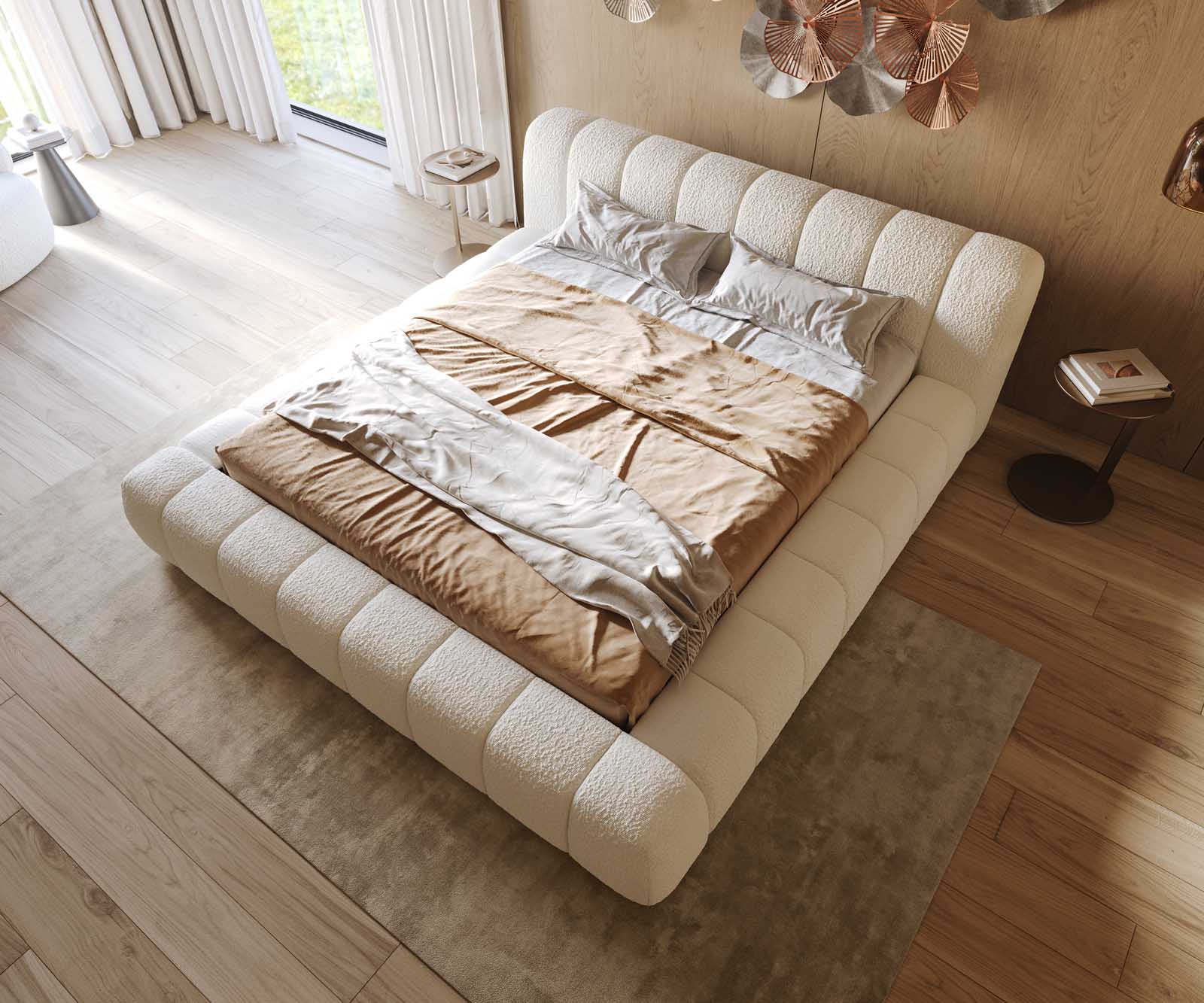 Sommier-rembourré Cutio 180x200 cm Bouclé Crème-Blanc 3