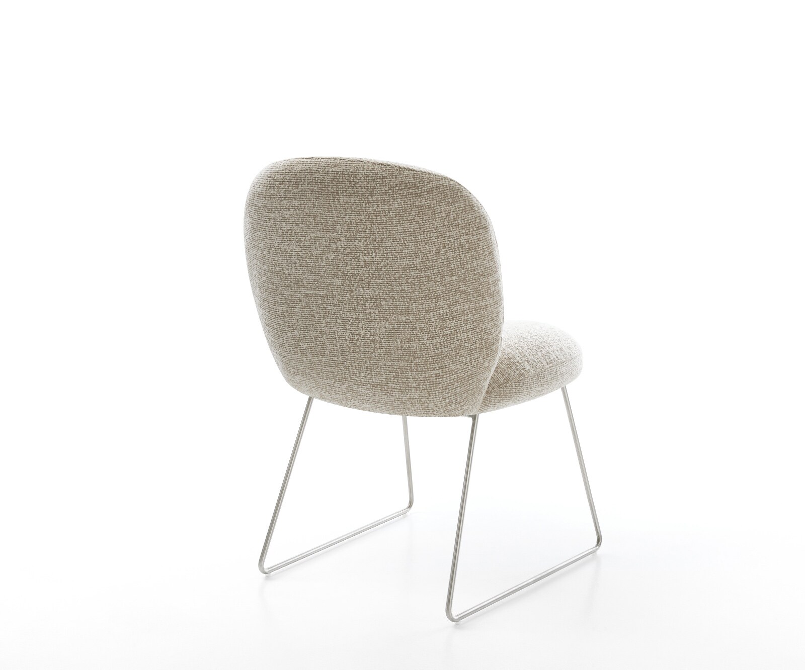 Chaise-de-salle-à-manger Nube-Flex tissu tissé doux beige pied trapèze acier inoxydable resorts ensachés 5