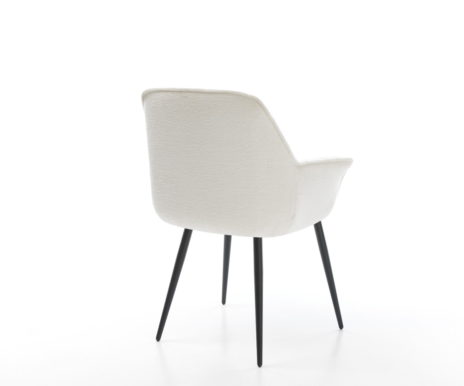 Chaise-de-salle-à-manger Keila-Flex avec accoudoirs bouclé doux beige 4 pieds coniques noir 4