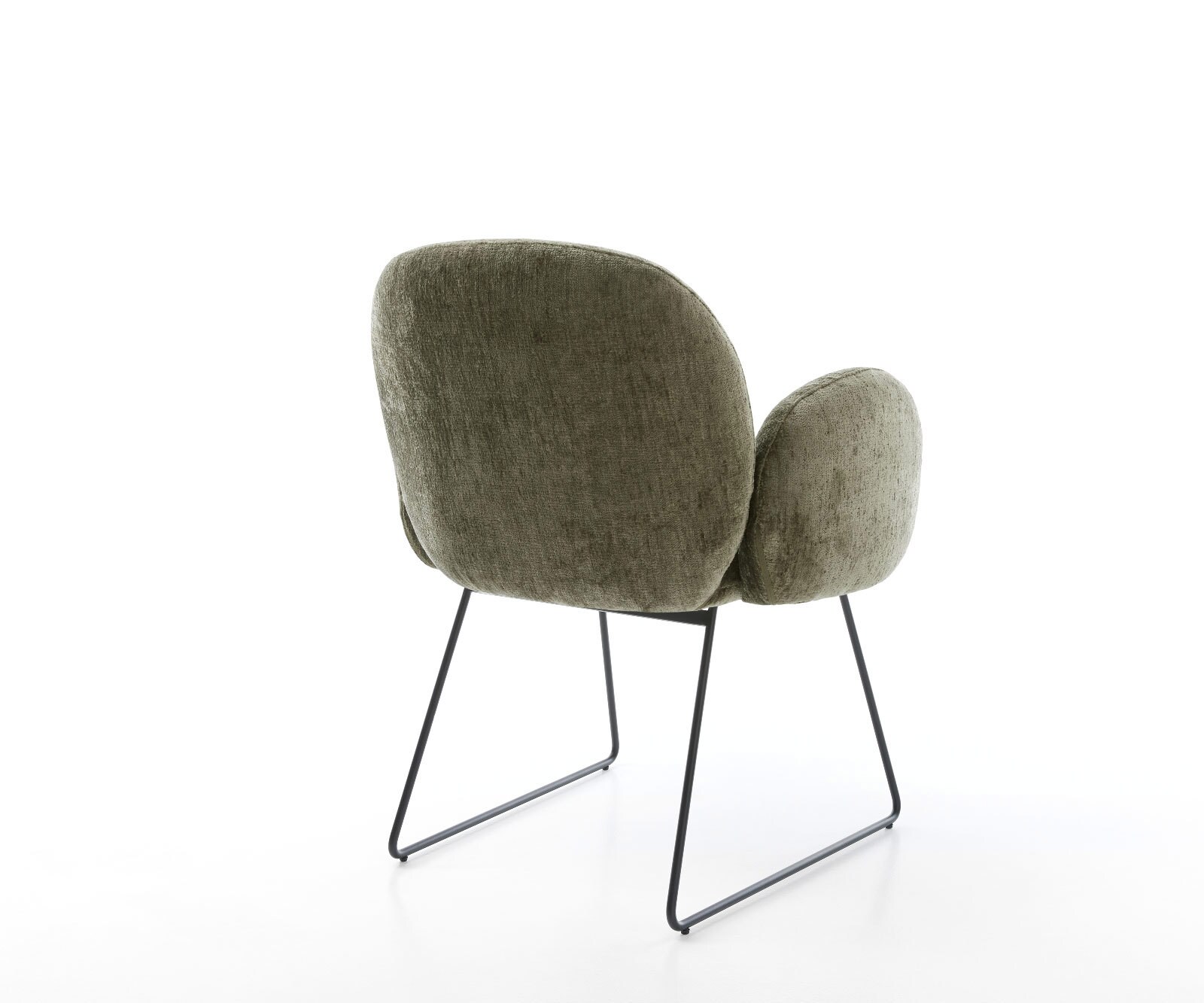 Chaise-de-salle-à-manger Nube-Flex avec accoudoirs chenille olive pied trapèze noir ressorts ensachés 4 Chaise-de-salle-à-manger Nube-Flex avec accoudoirs chenille olive pied trapèze noir ressorts ensachés 4