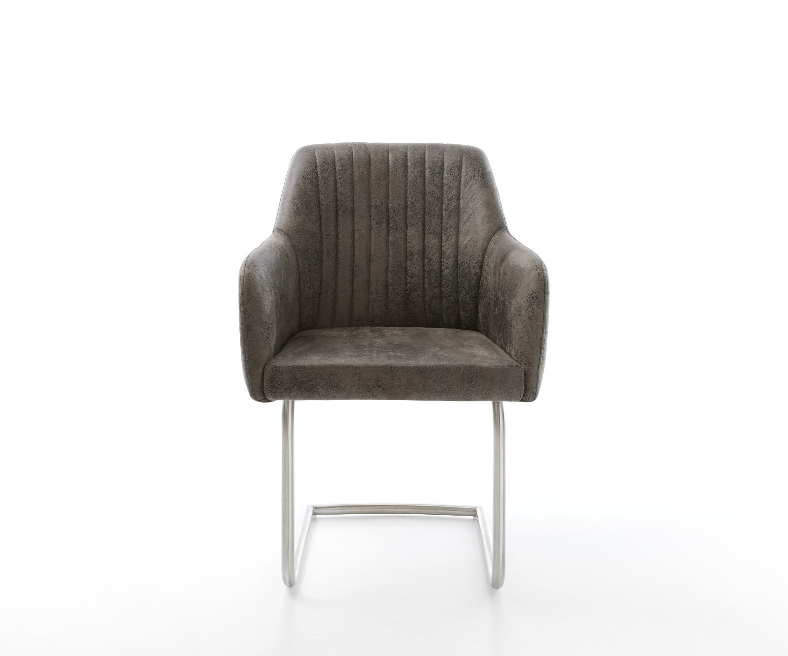 Cantilever Greg-Flex microvelours gris antique pied cantilever rond acier inoxydable brossé ressorts ensachés 1 Cantilever Greg-Flex microvelours gris antique pied cantilever rond acier inoxydable brossé ressorts ensachés 1