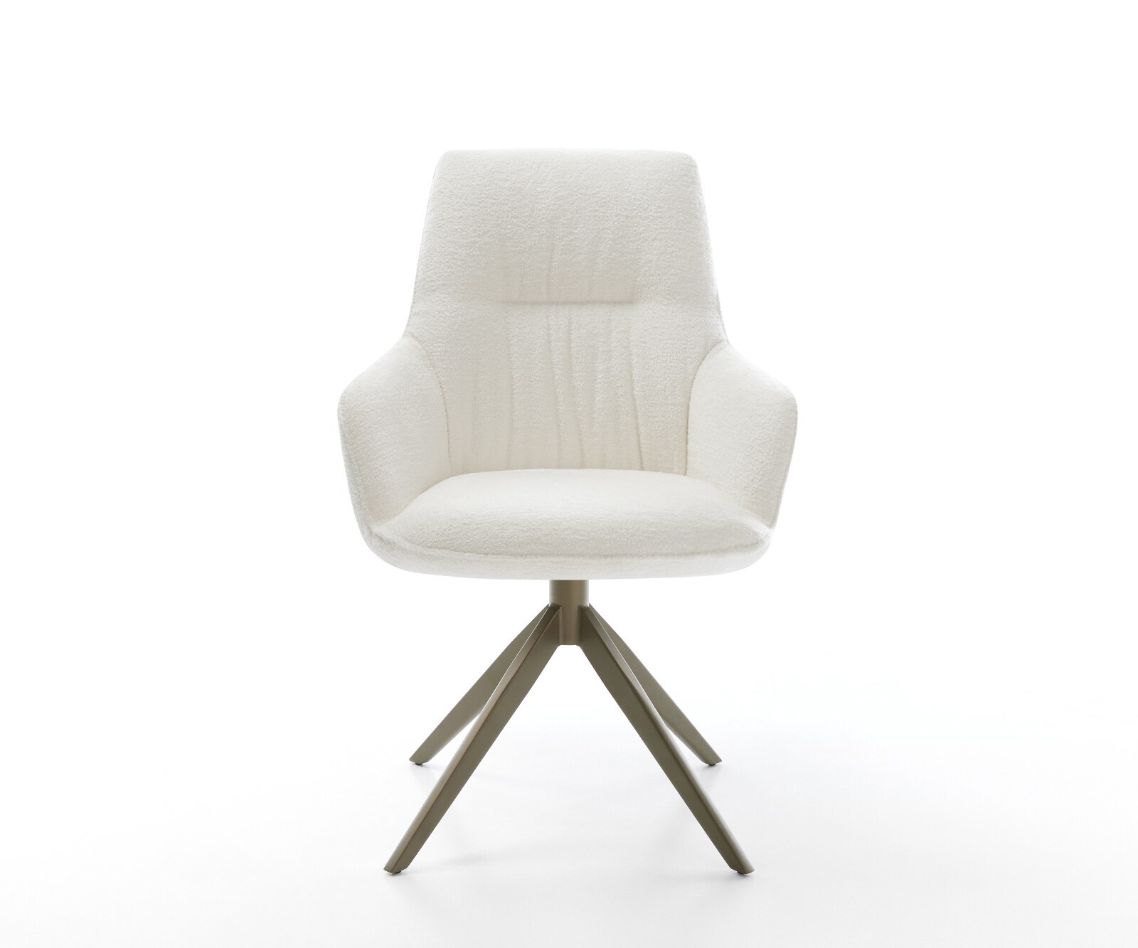 Chaise-pivotante Zelia-Flex avec accoudoirs bouclé doux beige pied croisé large aspect titane pivotement sur 360° fonction bascule resorts ensachés 2