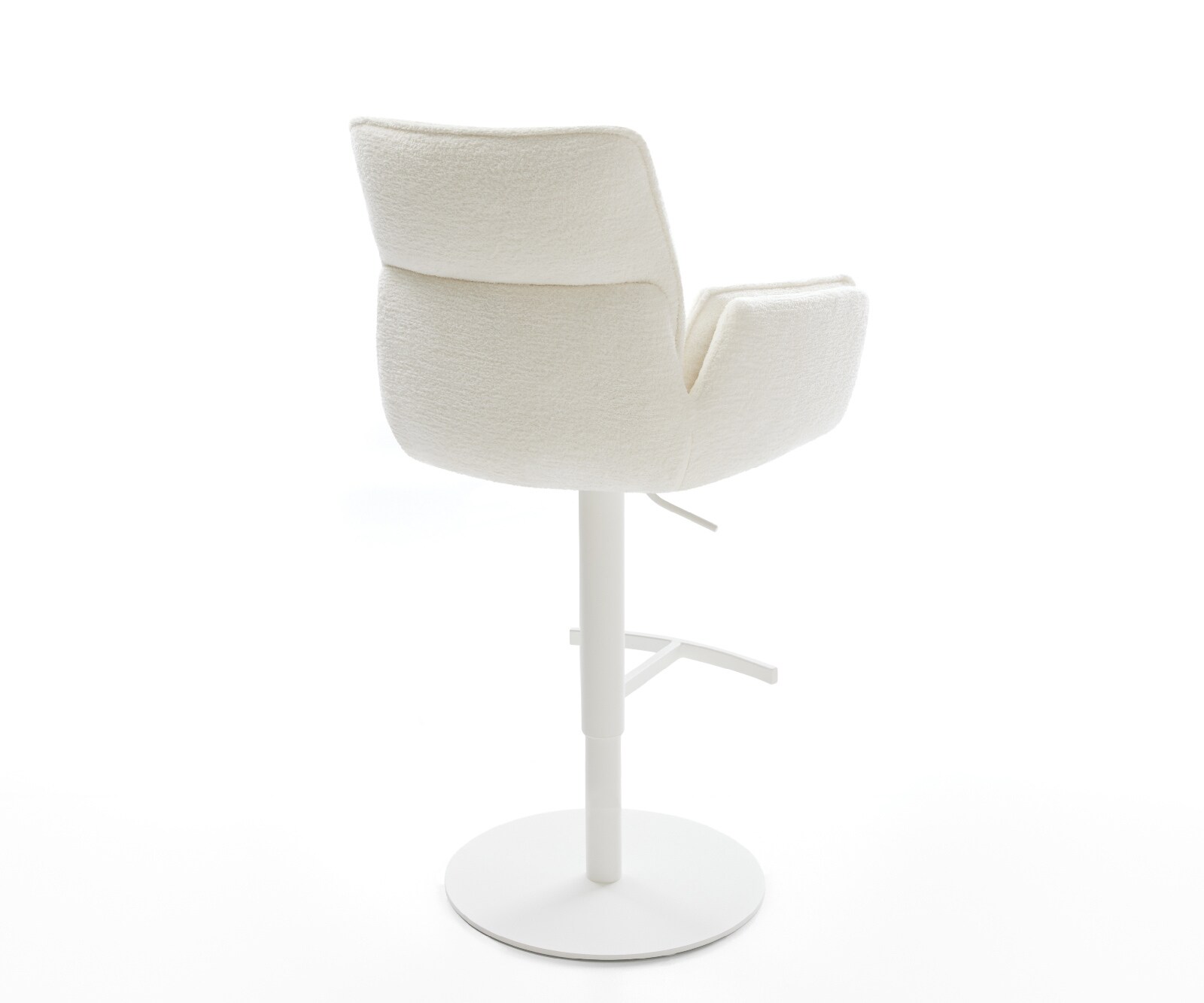 Chaise-de-bar Nela-Flex Bouclé doux Beige Pied pivotant réglable en hauteur blanc Blanc 4