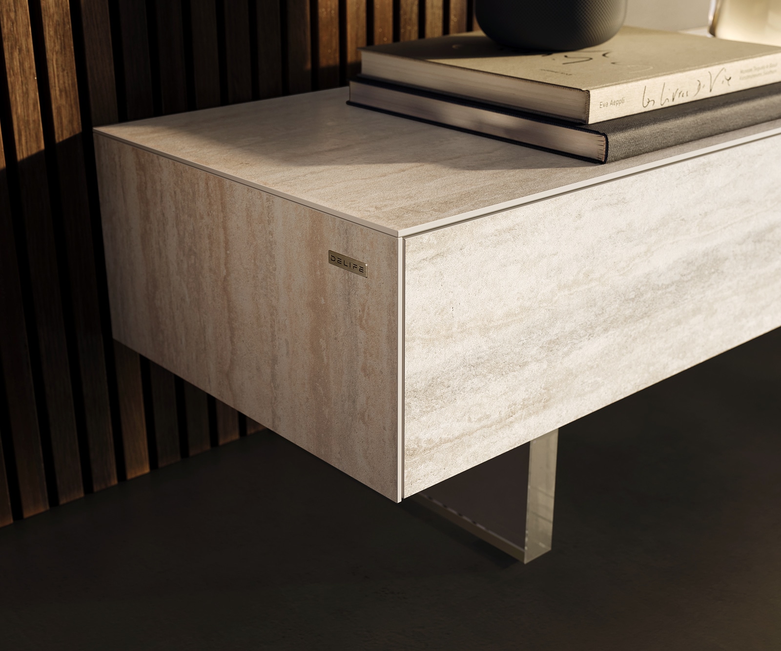 Meuble-TV Cuor 250 cm Céramique Laminam® Travertino Bianco Crème-blanc 1 Clapet 1 Tiroir Pied optique flottant Verre acrylique 6 Meuble-TV Cuor 250 cm Céramique Laminam® Travertino Bianco Crème-blanc 1 Clapet 1 Tiroir Pied optique flottant Verre acrylique 6