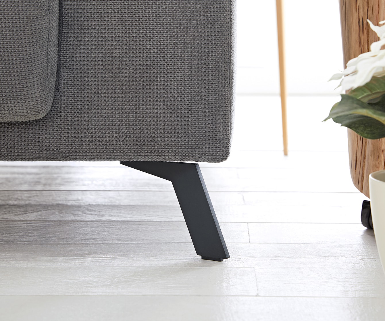 Canapé-d'angle Ordino 285x200 microfibre gris ottomane gauche réglage électrique de la profondeur d'assise 8