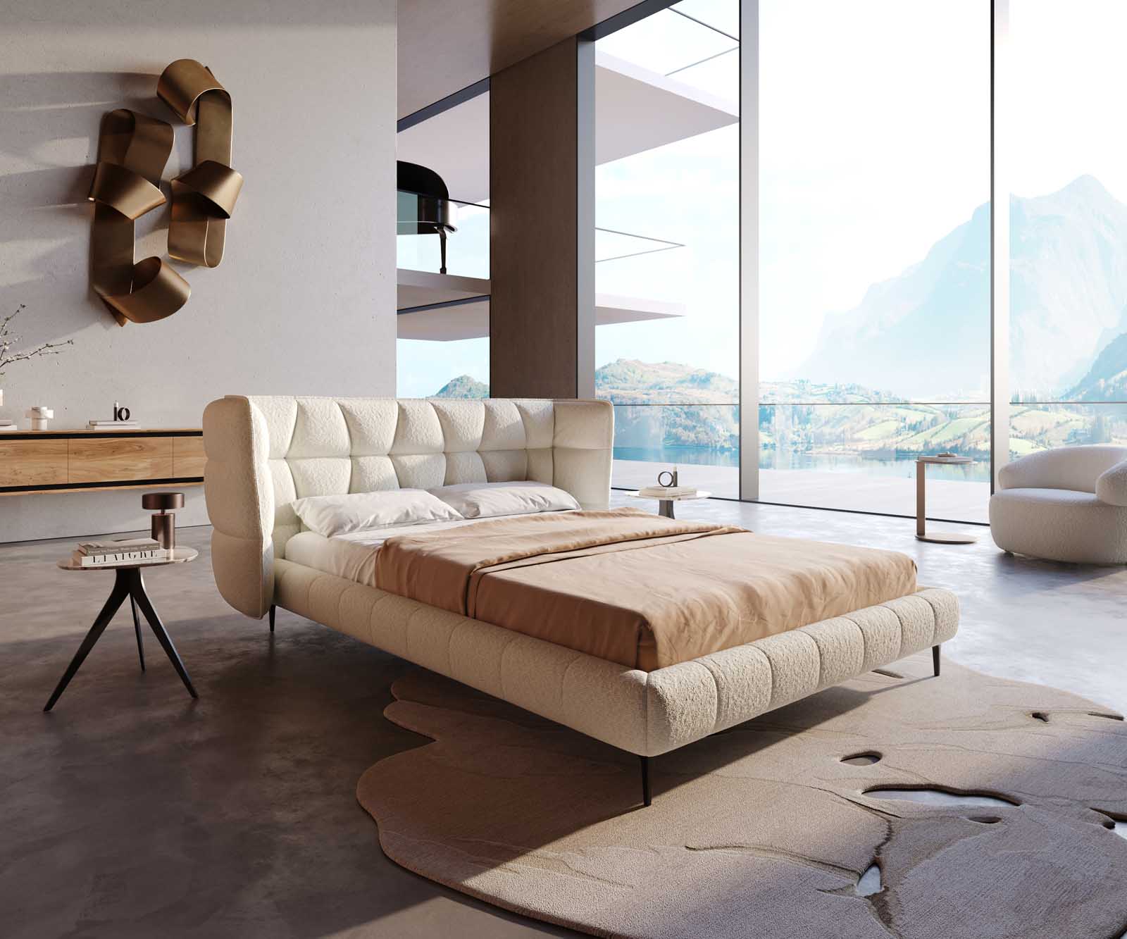 Sommier rembourré Capujo 140x200 cm Bouclé Crème-Blanc Sommier rembourré Capujo 140x200 cm Bouclé Crème-Blanc