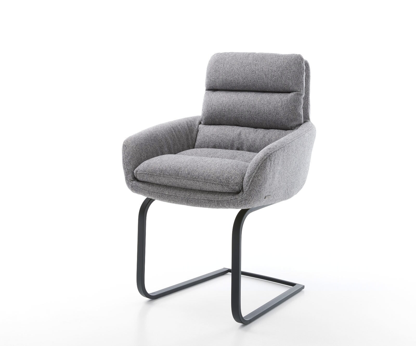 Cantilever Abelia-Flex avec accoudoirs tissu texturé gris clair pied cantilever plat noir