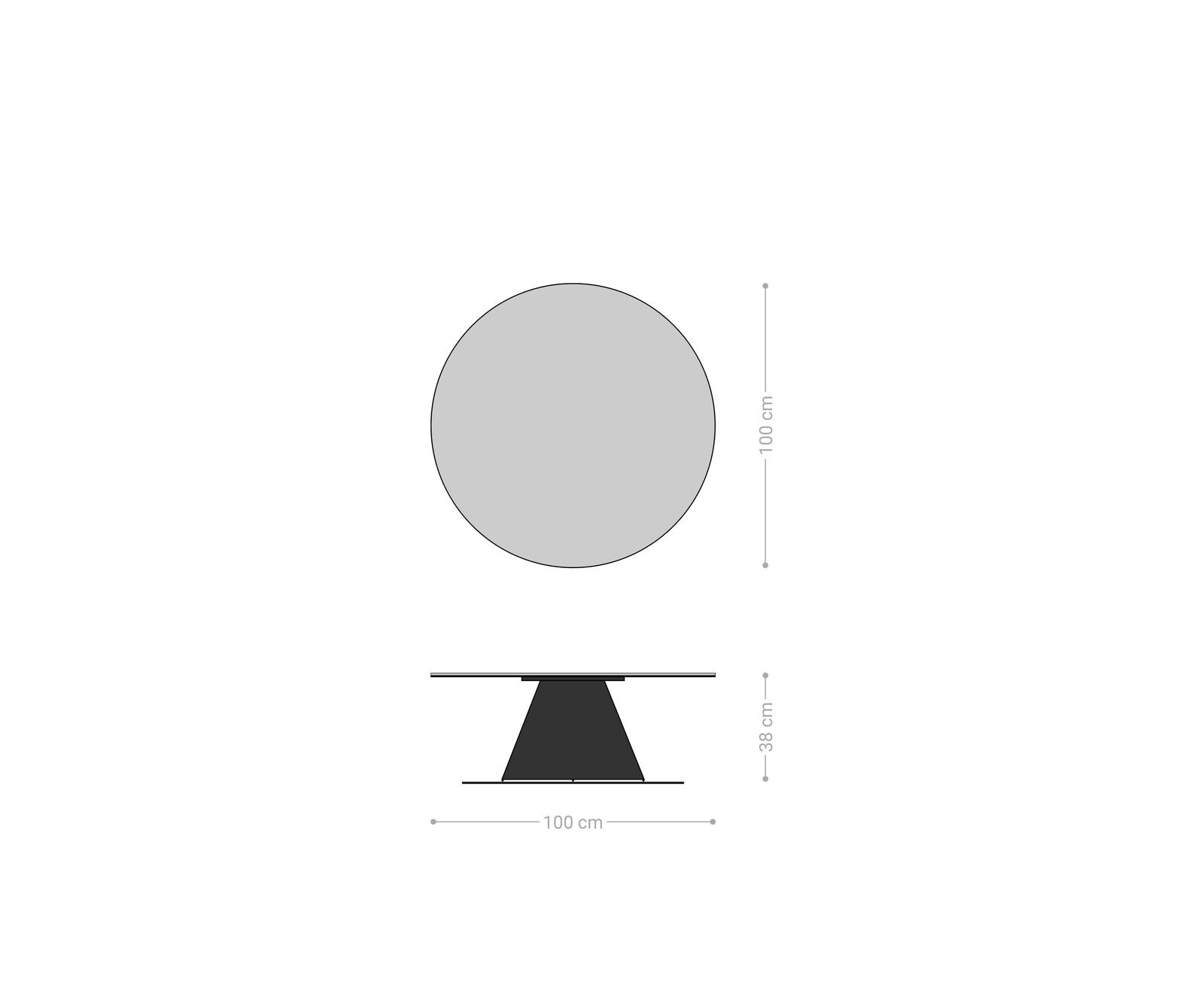 Table basse Edge rond 100x100 cm céramique Minas Melange finition effet titane 7