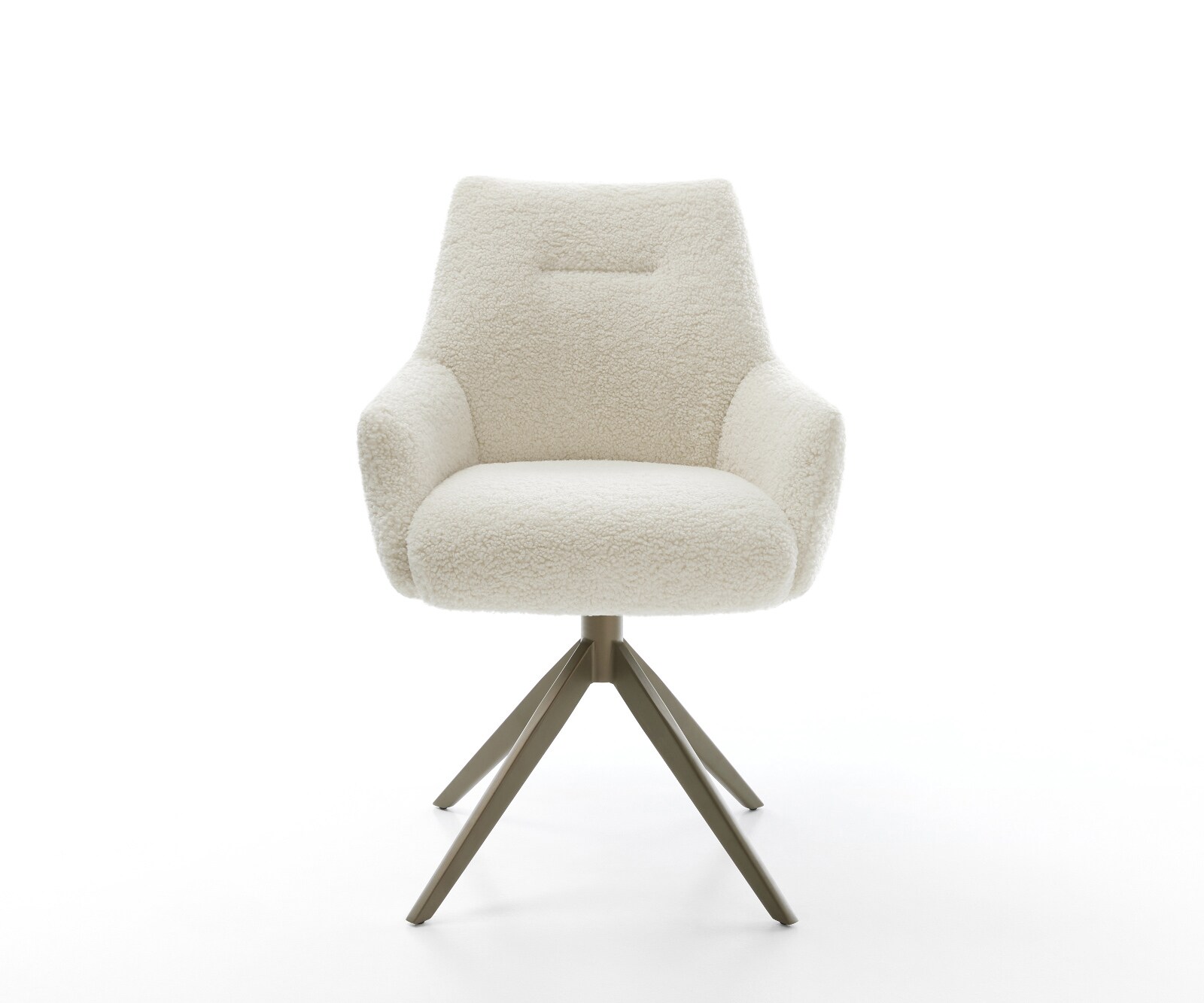 Chaise-pivotante Alja-Flex avec accoudoirs tissu teddy beige pied croisé large aspect titane pivotement sur 360° fonction bascule resorts ensachés 1