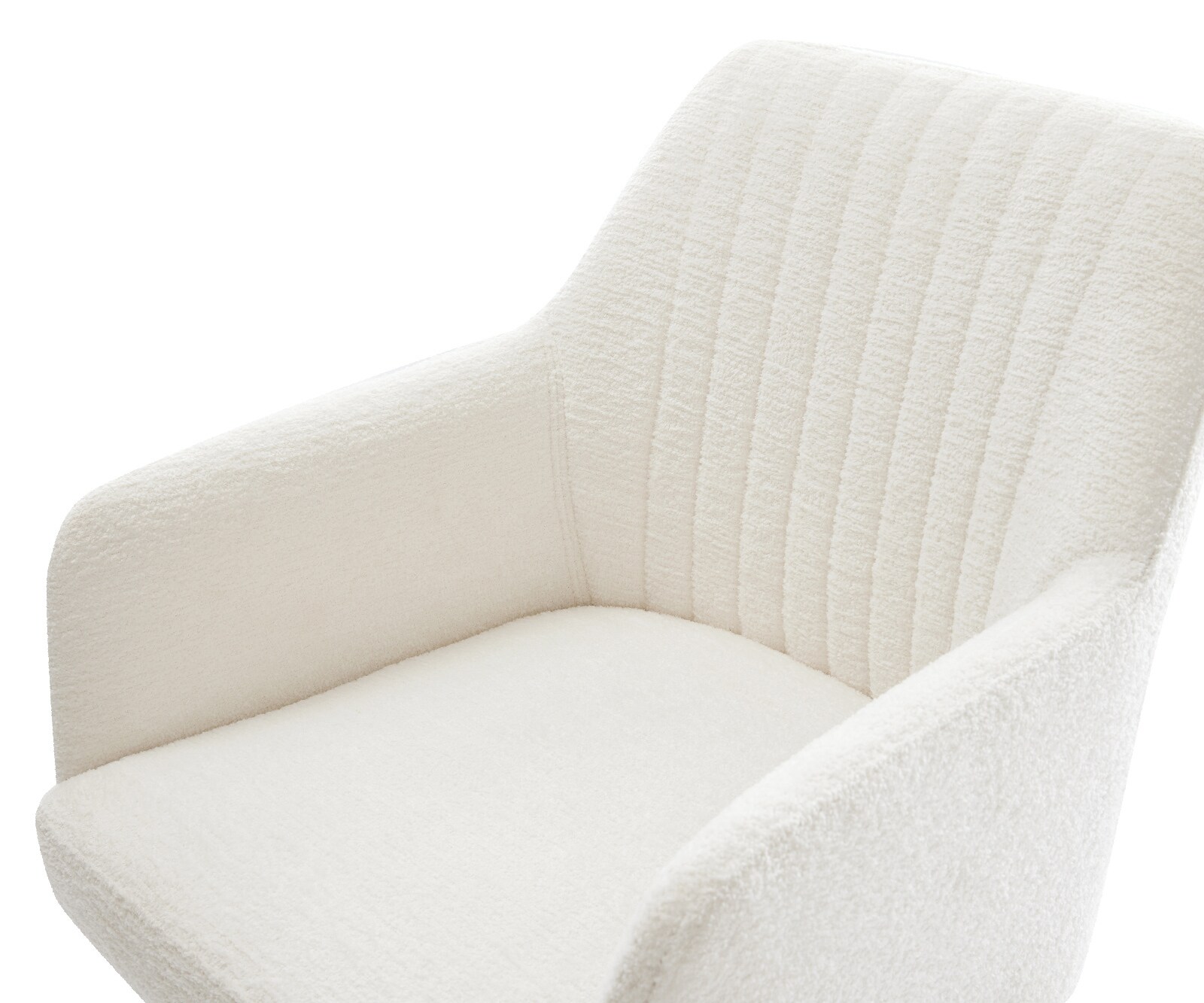 Chaise-de-salle-à-manger Greg-Flex bouclé doux beige 4 pieds coniques acier inoxydable resorts ensachés 4