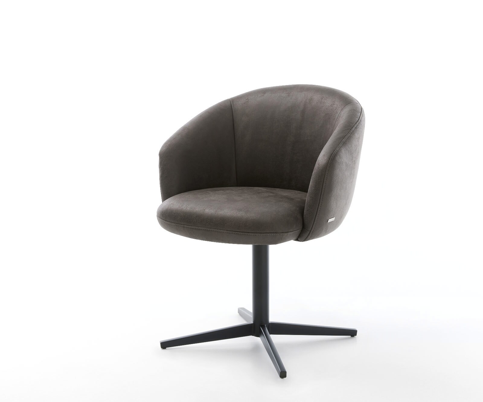 Chaise-pivotante Caja-Flex avec accoudoirs microvelours anthracite vintage pied de chaise 4 branches noir pivotement sur 360° ressorts ensachés 1