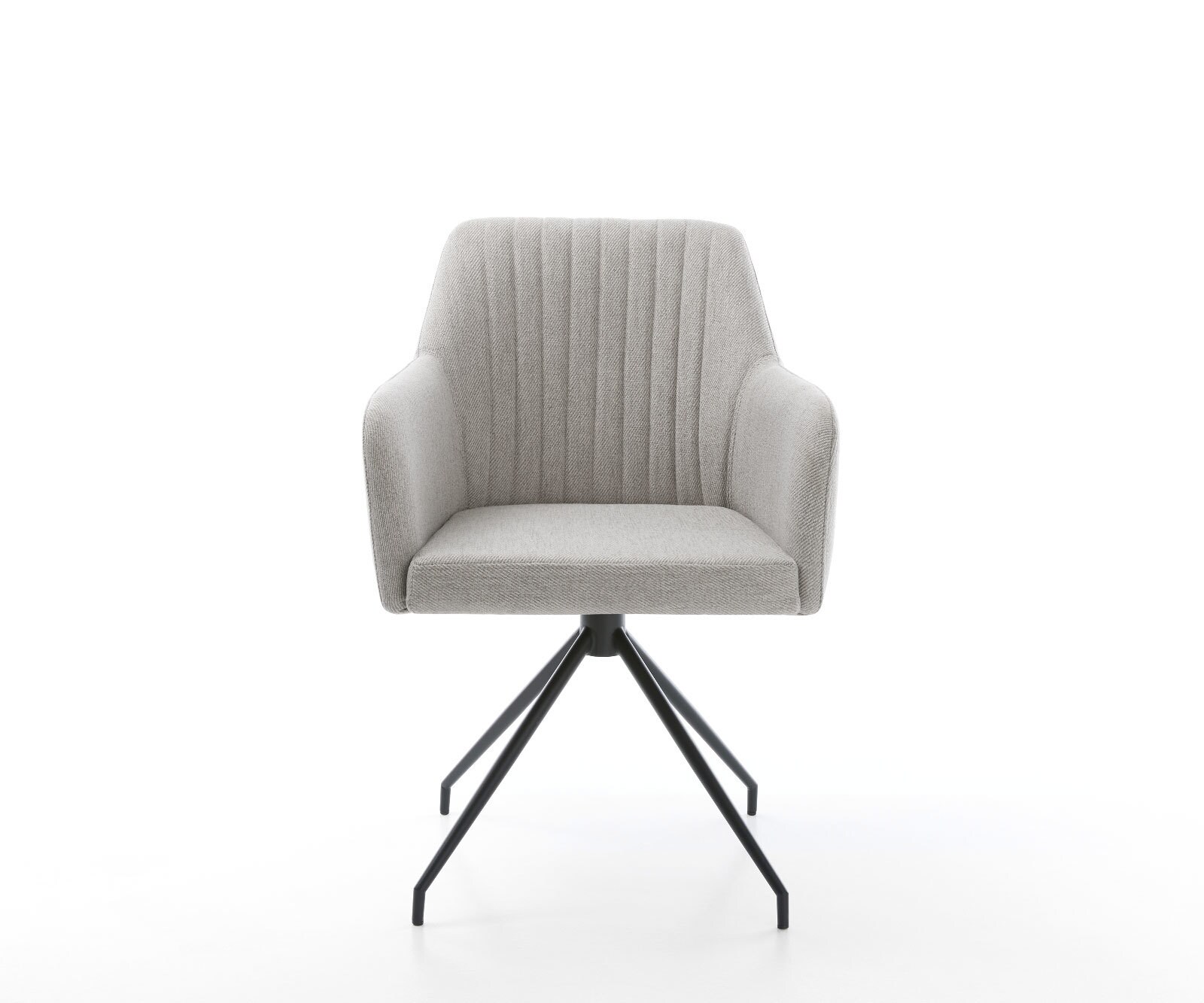 Chaise-de-salle-à-manger Greg-Flex rayures gris clair pied croisé conique noir ressorts ensachés 1 Chaise-de-salle-à-manger Greg-Flex rayures gris clair pied croisé conique noir ressorts ensachés 1