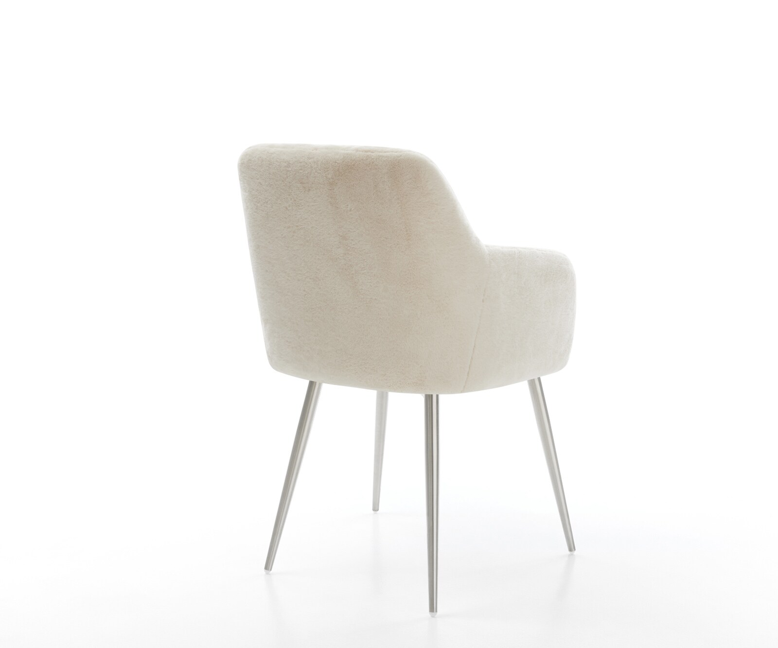 Chaise-de-salle-à-manger Greg-Flex peluche crème-blanc 4 pieds coniques acier inoxydable resorts ensachés 4