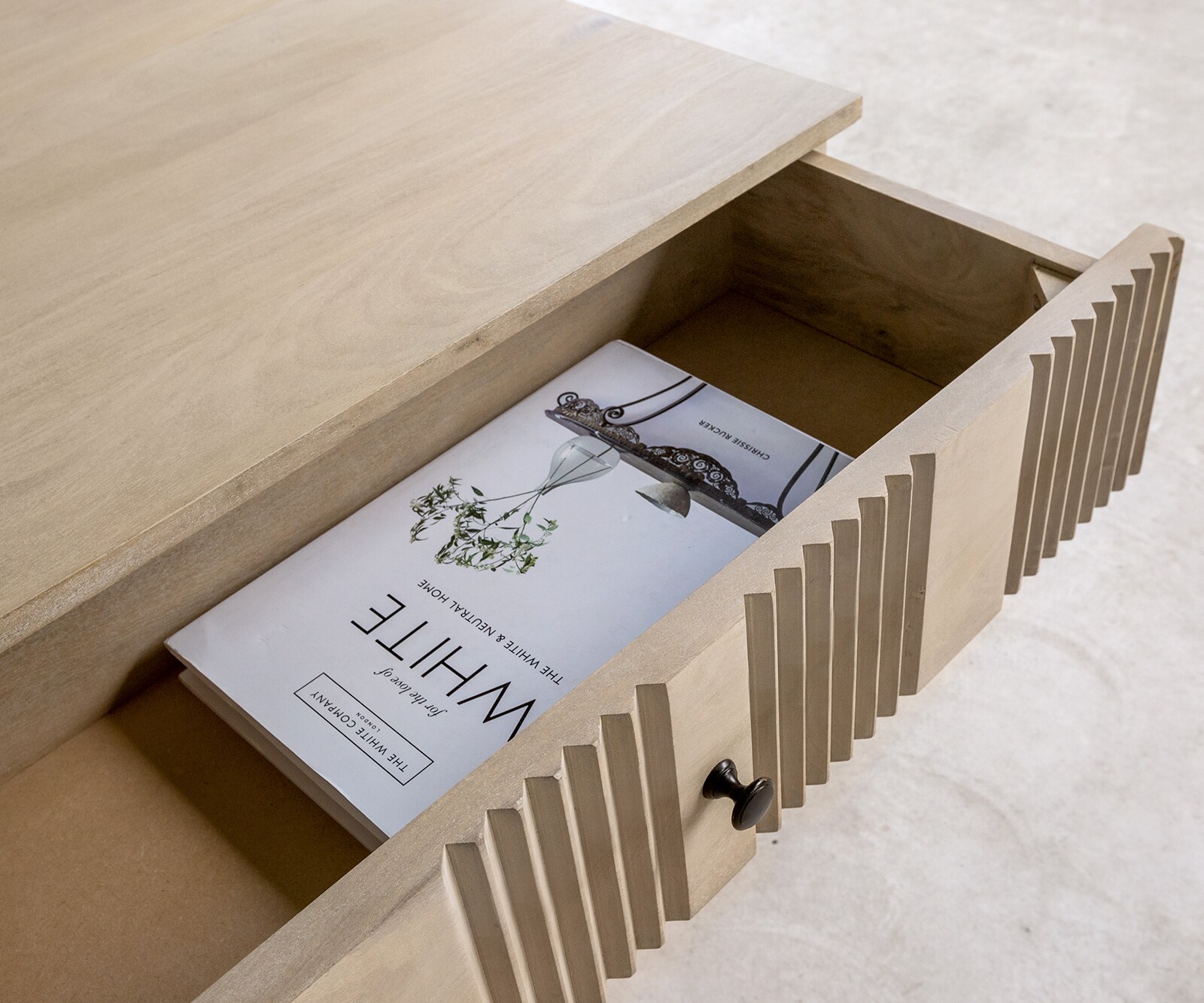 Table-basse Nereos 130x60 cm Manguier White Wash Métal noir 5