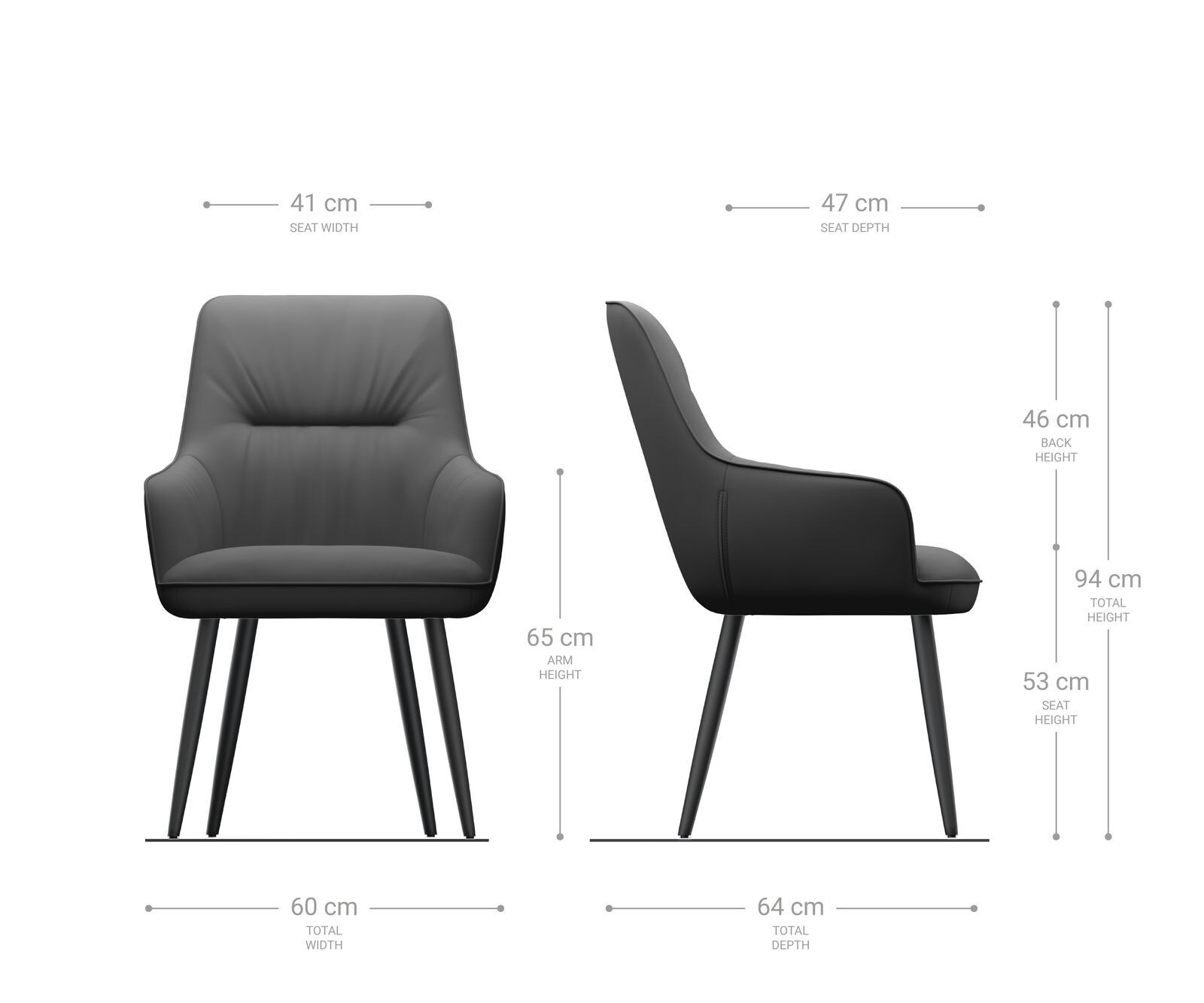 Chaise-de-salle-à-manger Zelia-Flex avec accoudoirs cuir de vache noir 4 pieds coniques noir ressorts ensachés 5 Chaise-de-salle-à-manger Zelia-Flex avec accoudoirs cuir de vache noir 4 pieds coniques noir ressorts ensachés 5