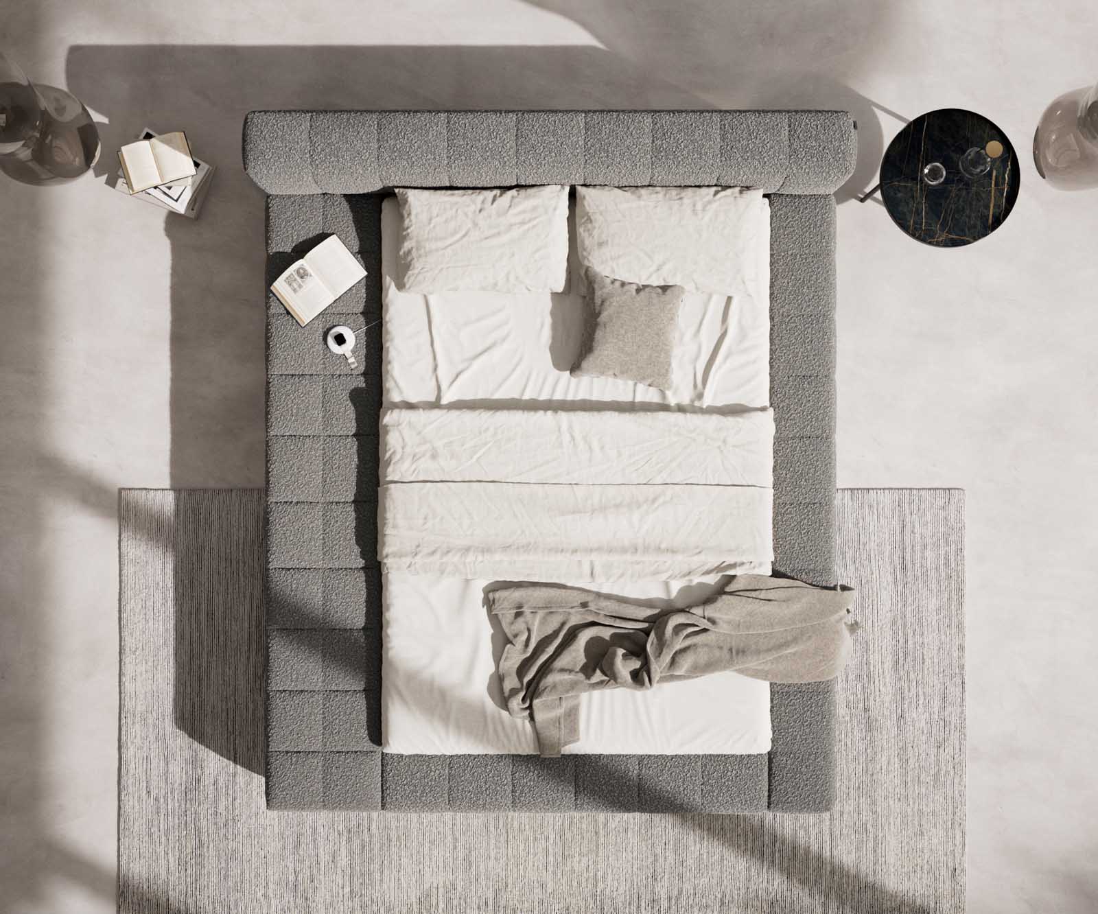 Sommier-rembourré Espazio 140x200 cm Bouclé gris argenté avec espace de rangement 4