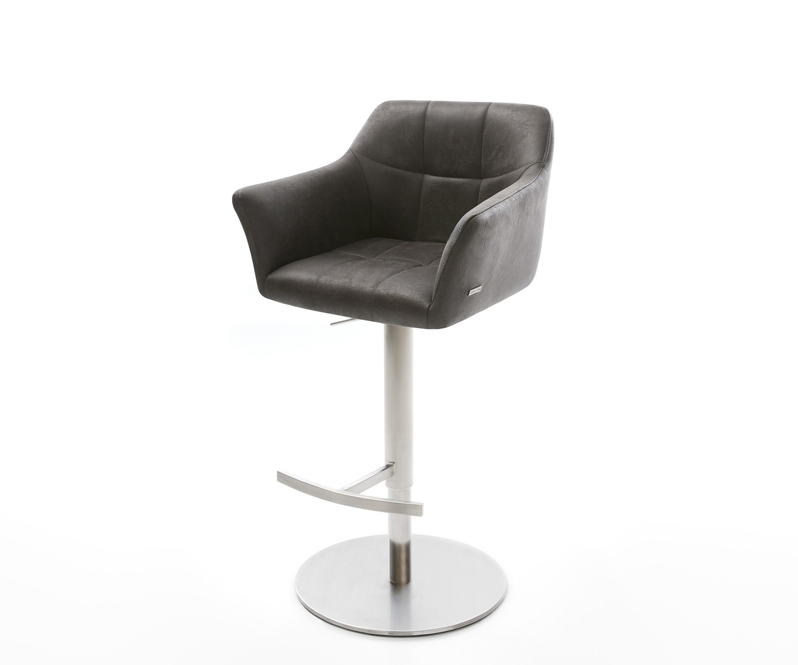Chaise-de-bar Yulo-Flex vintage anthracite base tournante réglable en haut acier inoxydable