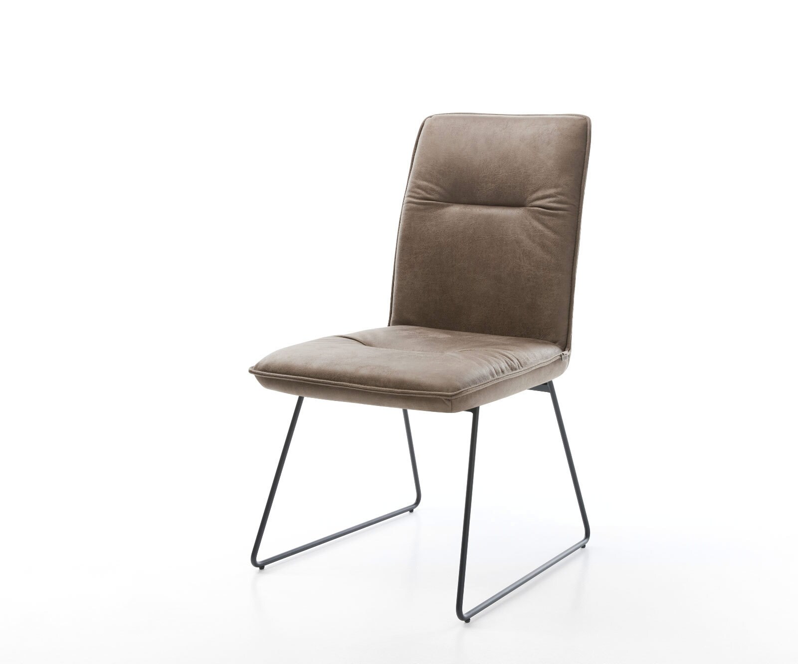 Chaise-de-salle-à-manger Vinjo-Flex microvelours taupe vintage pied trapèze noir