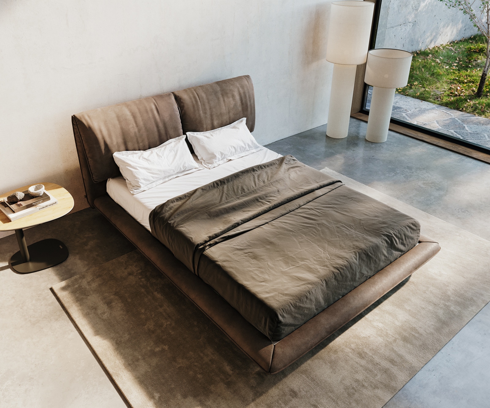 Sommier rembourré Cusino 140x200 cm microfibre taupe vintage 6 Sommier rembourré Cusino 140x200 cm microfibre taupe vintage 6