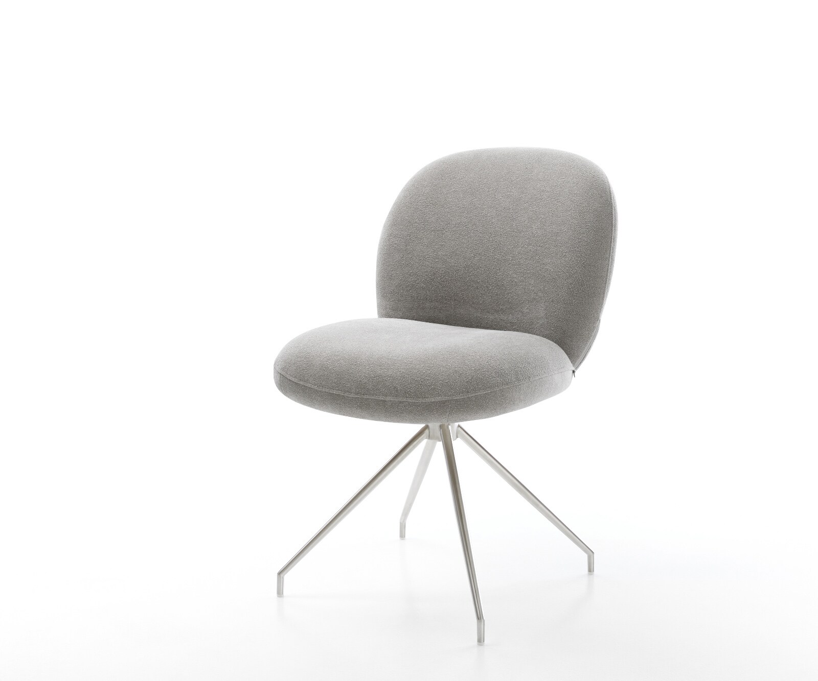 Chaise-de-salle-à-manger Nube-Flex tissu structuré doux gris pied croisé conique acier inoxydable resorts ensachés 1