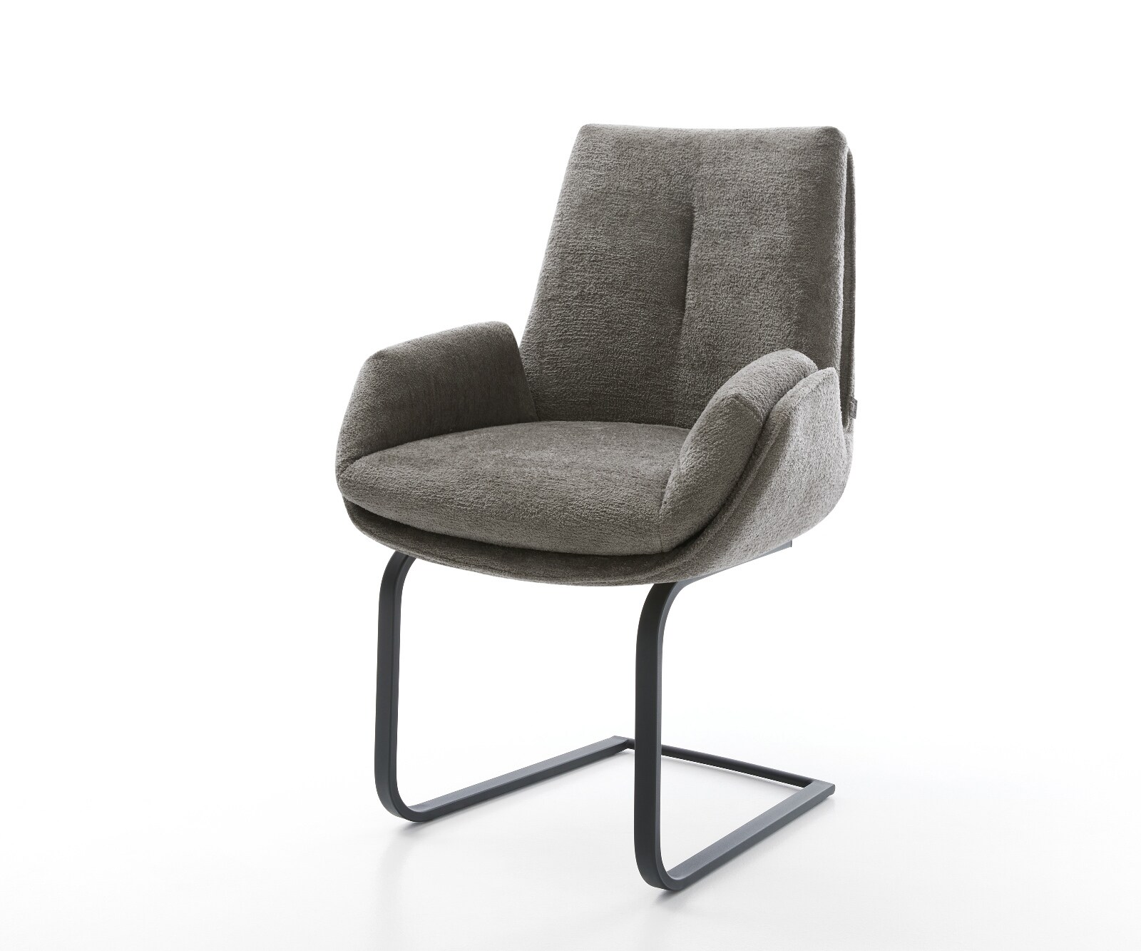 Cantilever Clea-Flex bouclé doux couleur boue pied cantilever plat noir 1