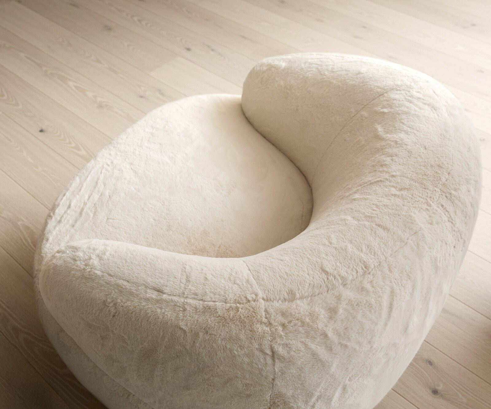Fauteuil-Lounge  Nova 88 x 88 cm, peluche blanc crème 3