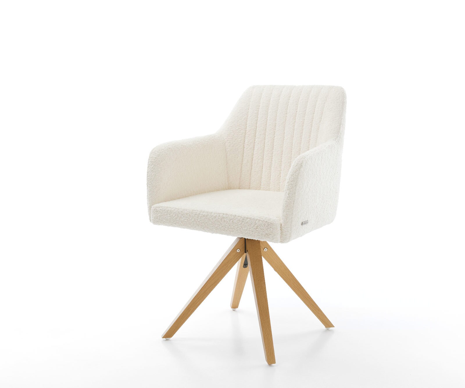 Chaise-de-salle-à-manger Greg-Flex bouclé blanc pied en bois angulaire naturel ressorts ensachés