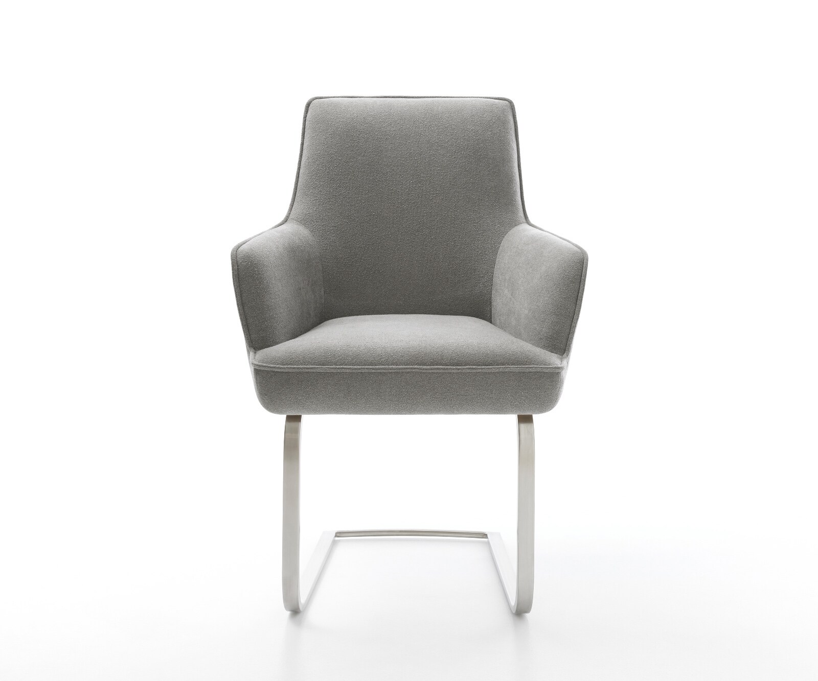 Cantilever Heira-Flex avec accoudoirs tissu structuré doux gris pied cantilever plat acier inoxydable resorts ensachés 2