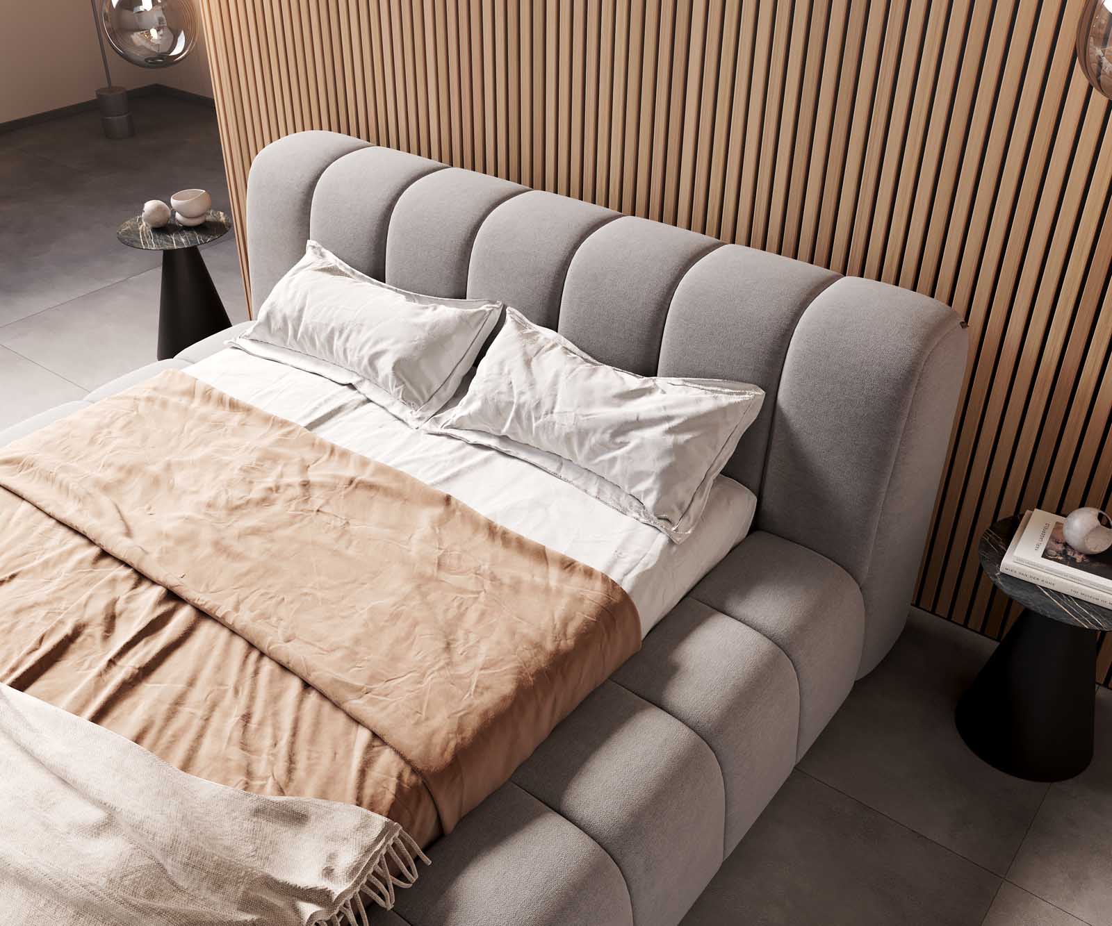 Sommier-rembourré Cutio 140x200 cm microfibre grise 5 Sommier-rembourré Cutio 140x200 cm microfibre grise 5