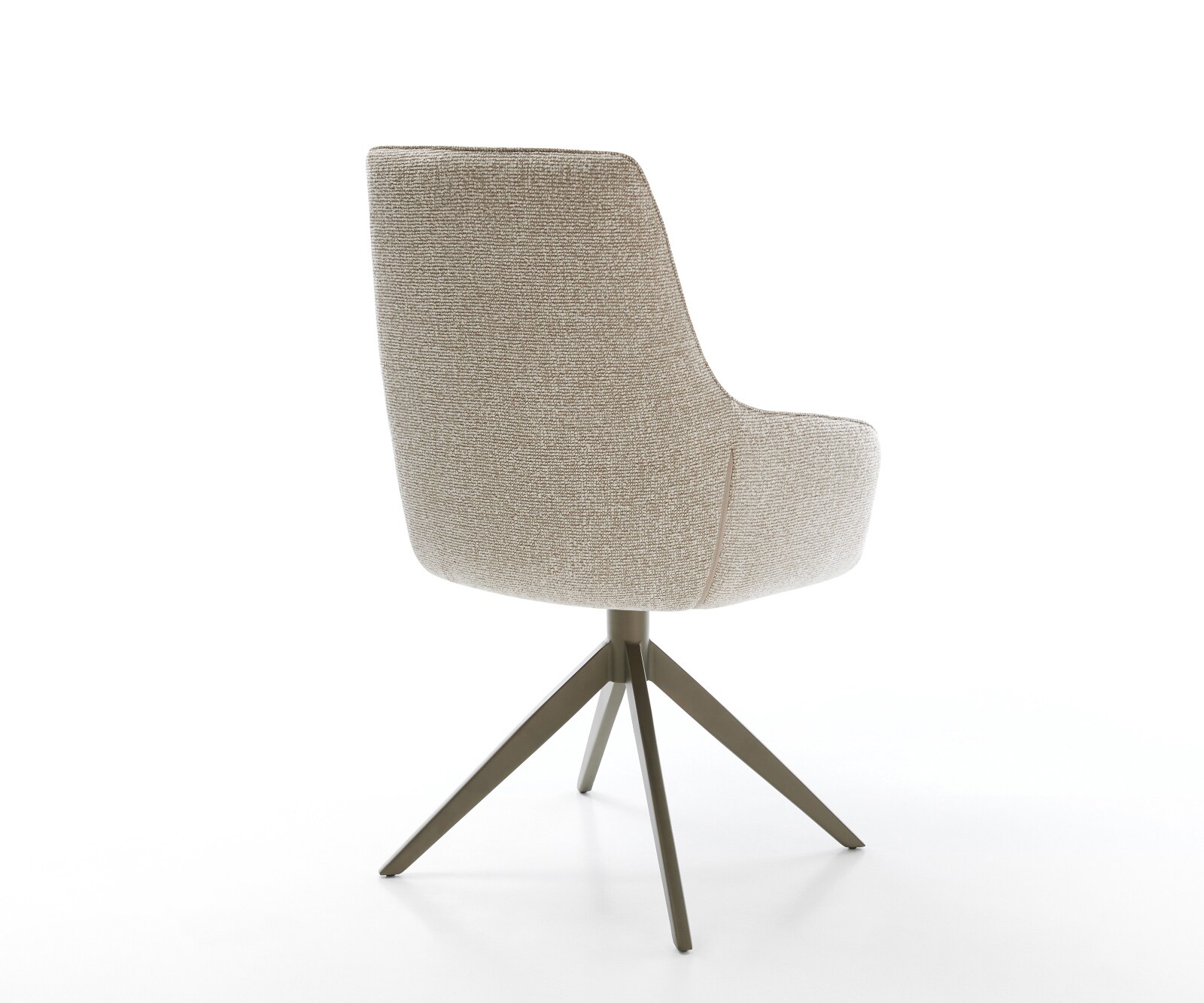 Chaise-pivotante Zelia-Flex avec accoudoirs tissu tissé doux beige pied croisé large aspect titane pivotement sur 360° fonction bascule resorts ensachés 4