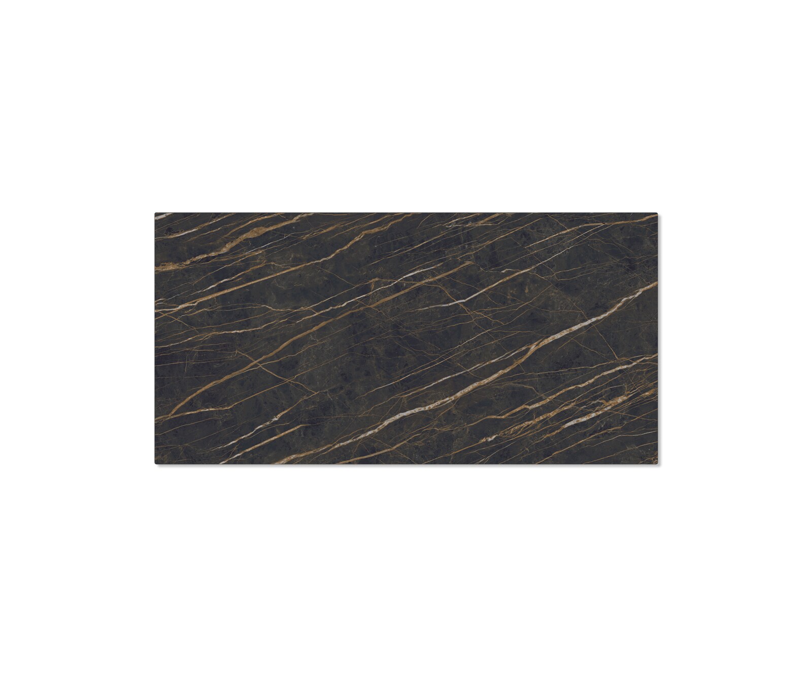 Table-à-manger Edge 200x100cm Laminam® céramique marron pieds milieu acier plat noir 3