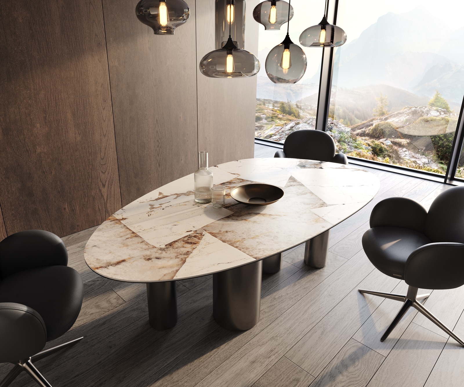 Table à manger Edge Oval 220x120 Céramique Iris FMG Patagonia Lappato Pilier Acier inoxydable Graphite Table à manger Edge Oval 220x120 Céramique Iris FMG Patagonia Lappato Pilier Acier inoxydable Graphite