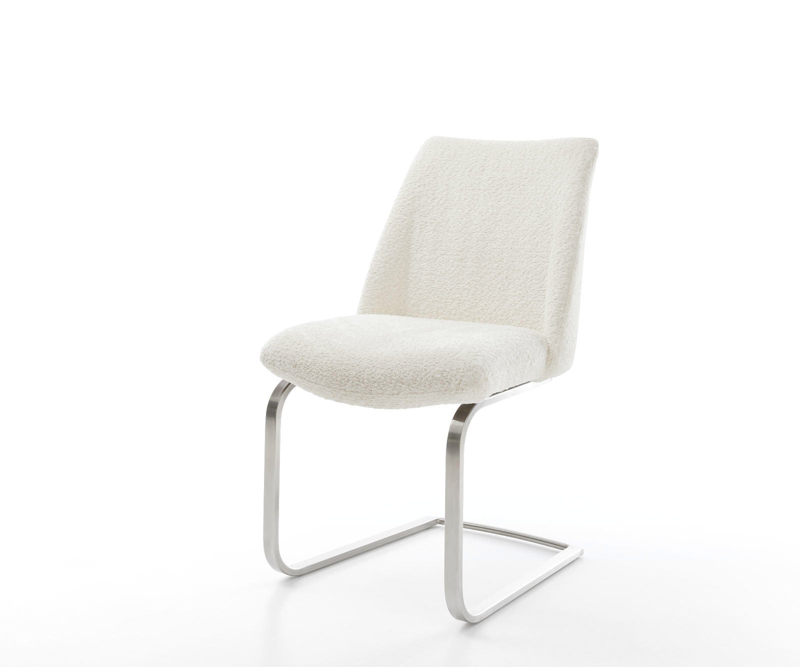 Cantilever Elso-Flex bouclé blanc pied cantilever plat acier inoxydable brossé ressorts ensachés 1