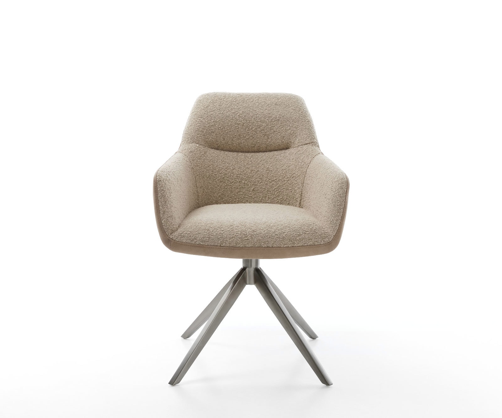 Chaise-pivotante Pejo-Flex tissu mixte couleur boue pied croisé large acier inoxydable brossé pivotement sur 360° fonction bascule ressorts ensachés 1 Chaise-pivotante Pejo-Flex tissu mixte couleur boue pied croisé large acier inoxydable brossé pivotement sur 360° fonction bascule ressorts ensachés 1