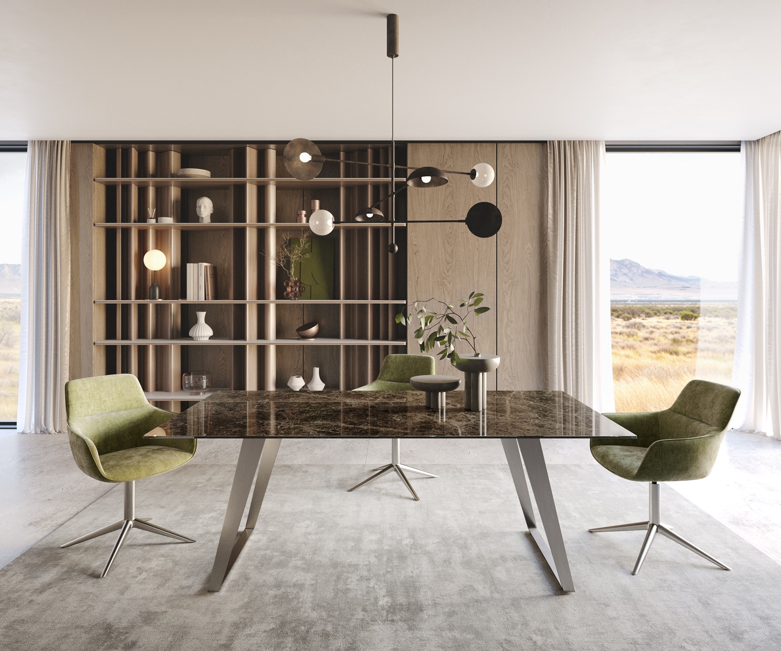 Table de salle à manger Edge Céramique Emperador Extra Lucidato Brun foncé 200x100 Acier inoxydable incliné