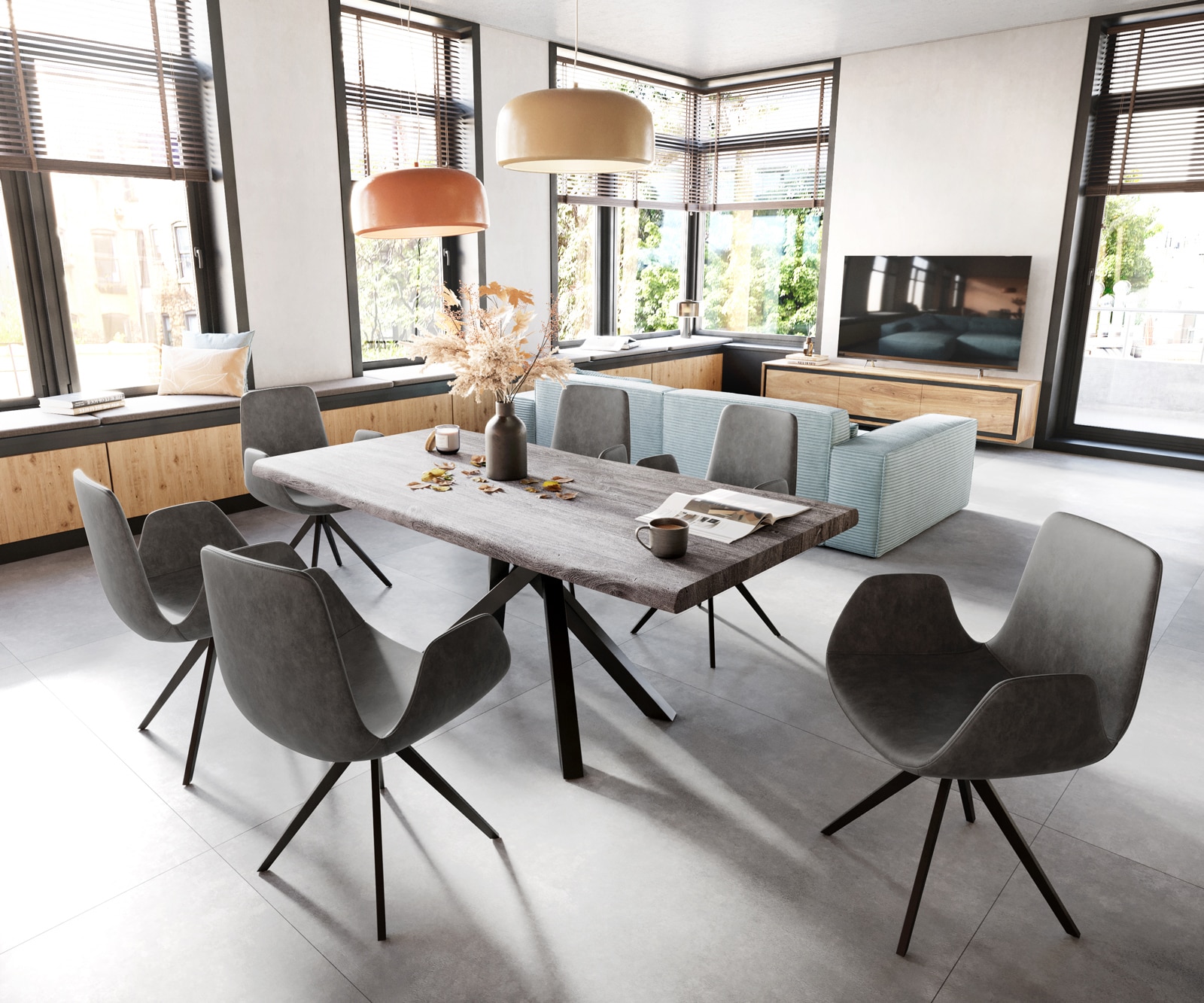 Chaise-de-salle-à-manger Ilia-Flex avec accoudoirs microvelours anthracite vintage pied croisé angulaire noir 3 Chaise-de-salle-à-manger Ilia-Flex avec accoudoirs microvelours anthracite vintage pied croisé angulaire noir 3