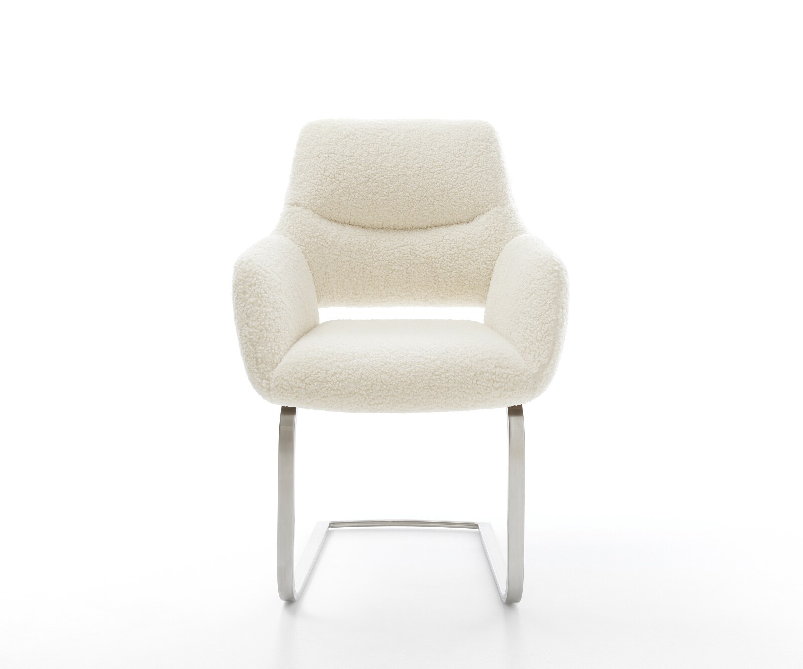 Cantilever Yago-Flex avec accoudoirs tissu teddy beige pied cantilever plat acier inoxydable resorts ensachés 2