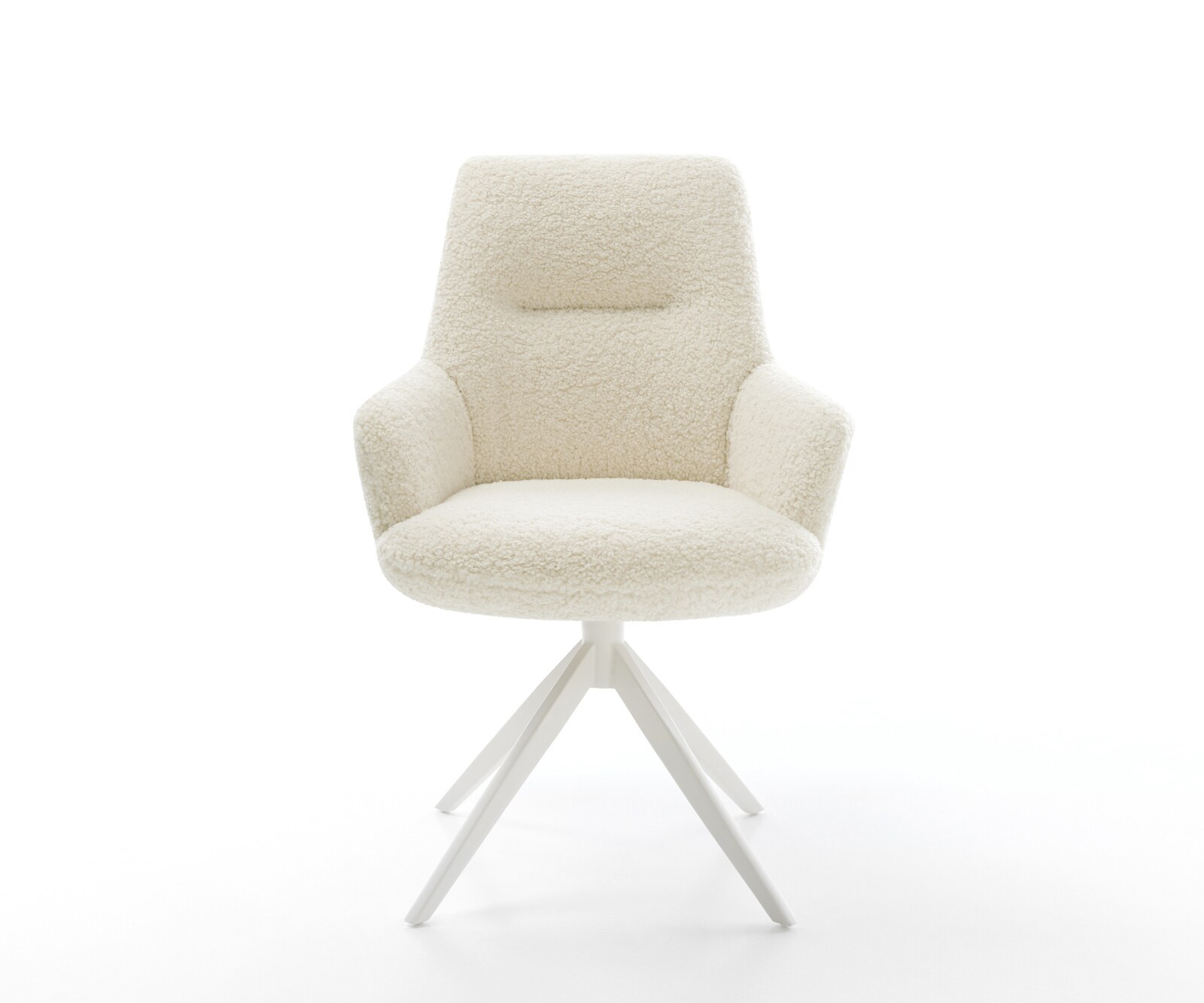 Chaise-pivotante Zelia-Flex avec accoudoirs tissu teddy beige pied croisé large blanc pivotement sur 360° fonction bascule resorts ensachés 1