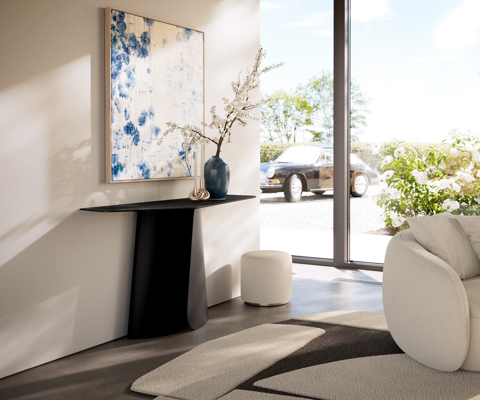 Console Edge Polygonal 140x50 cm Céramique Laminam® Nero Greco Anthrazit Livos Métal Noir 6