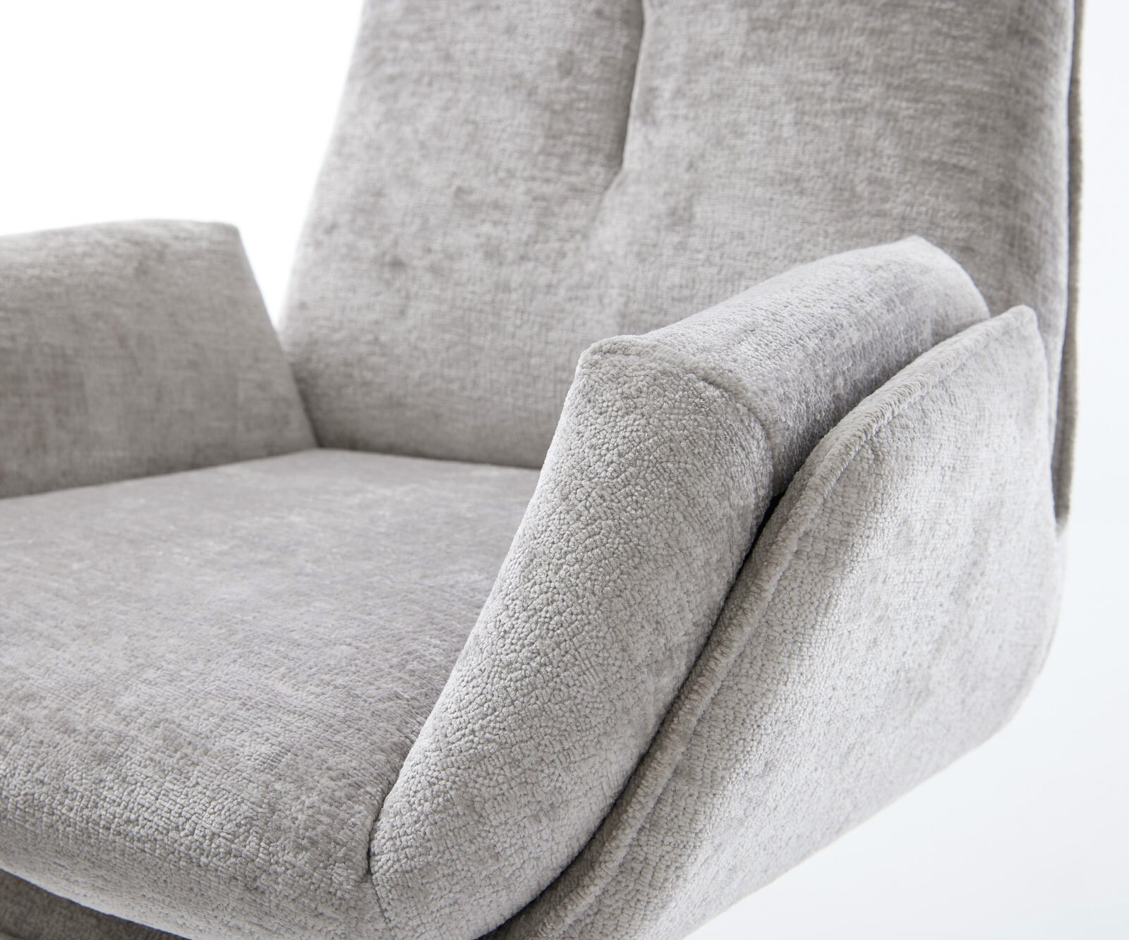 Chaise-pivotante Clea-Flex chenille gris argenté pied de chaise 4 branches acier inoxydable brossé pivotement sur 360° fonction bascule 4