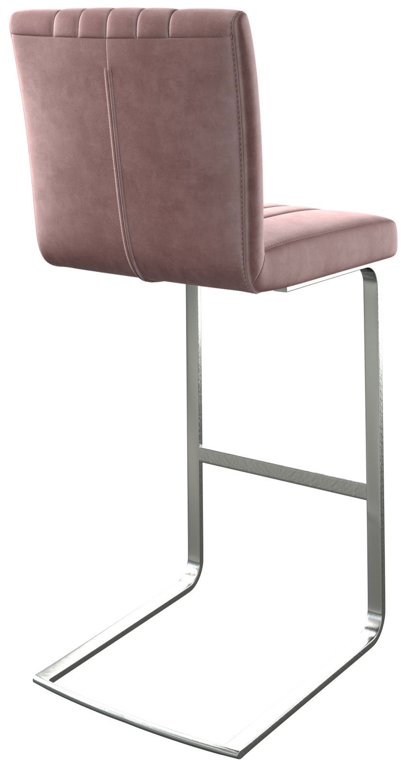 Chaise-de-bar Luiga-Flex velours rosé chaise cantilever acier plat inoxydable 4
