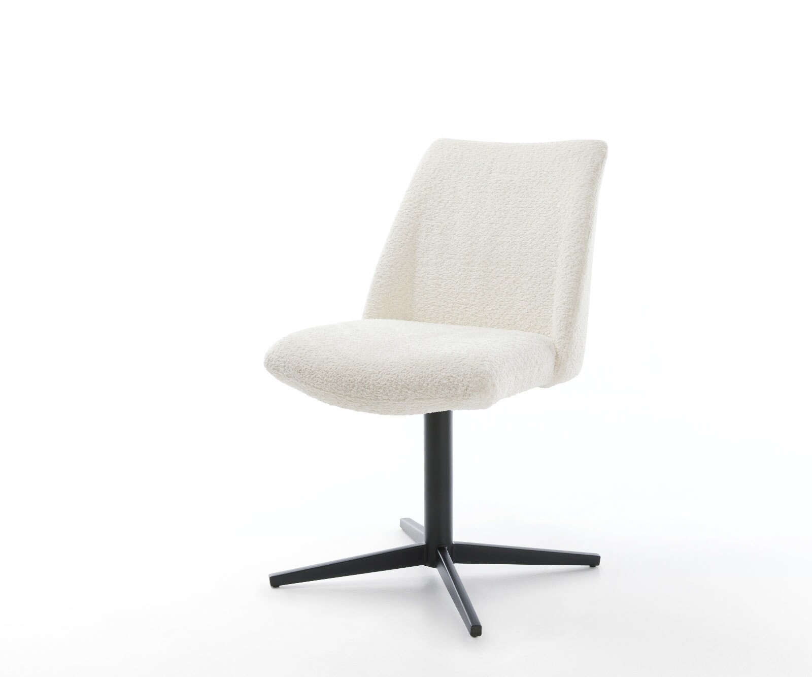 Chaise-pivotante Elso-Flex bouclé blanc pied de chaise 4 branches noir pivotement sur 360° ressorts ensachés