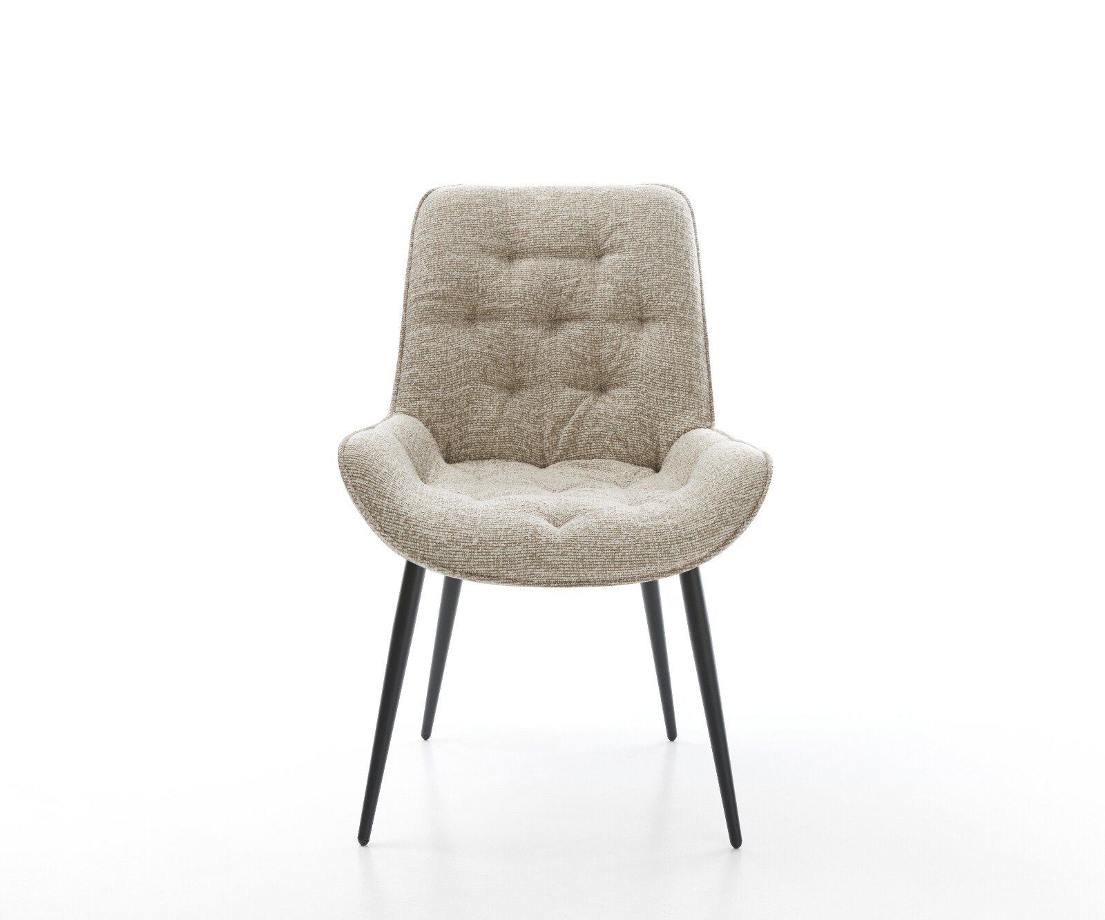 Chaise-de-salle-à-manger Taimi-Flex tissu tissé doux beige 4 pieds coniques noir 2
