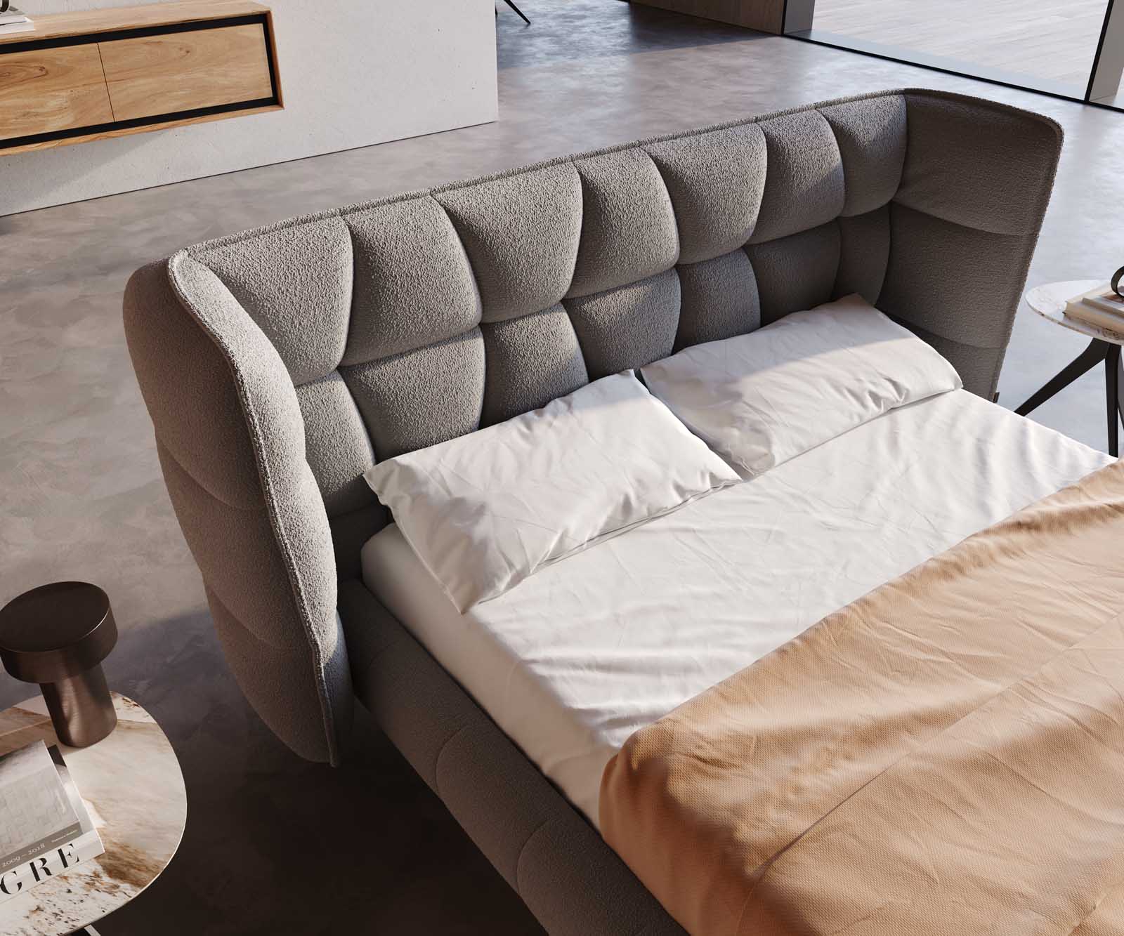 Sommier rembourré Capujo 140x200 cm Bouclé Gris Argenté 3 Sommier rembourré Capujo 140x200 cm Bouclé Gris Argenté 3