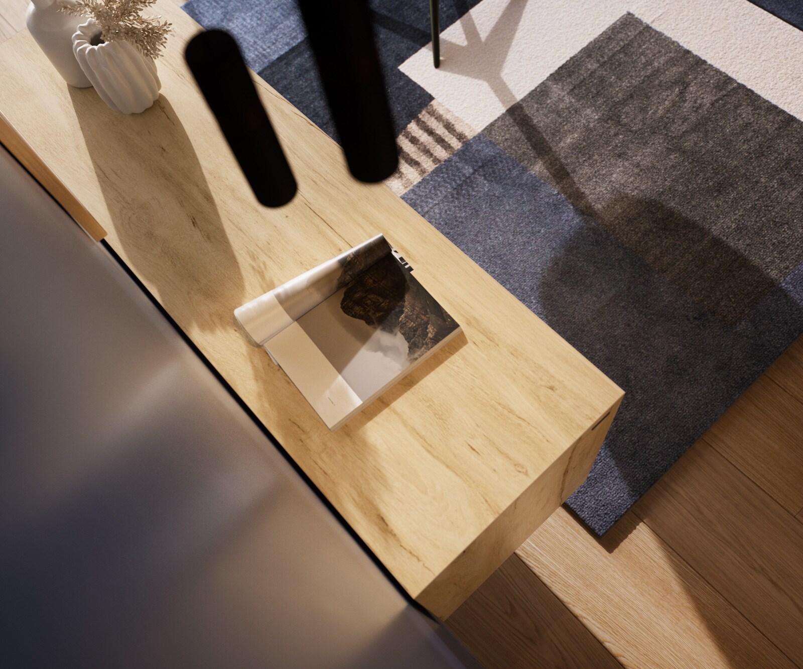 Buffet Cuor 150 cm Céramique Laminam® Sabbia Teinte chêne 3 Portes Flottant 6