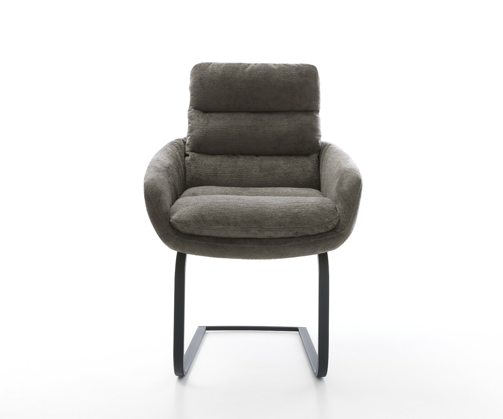 Cantilever Abelia-Flex avec accoudoirs bouclé doux couleur boue pied cantilever plat noir 2